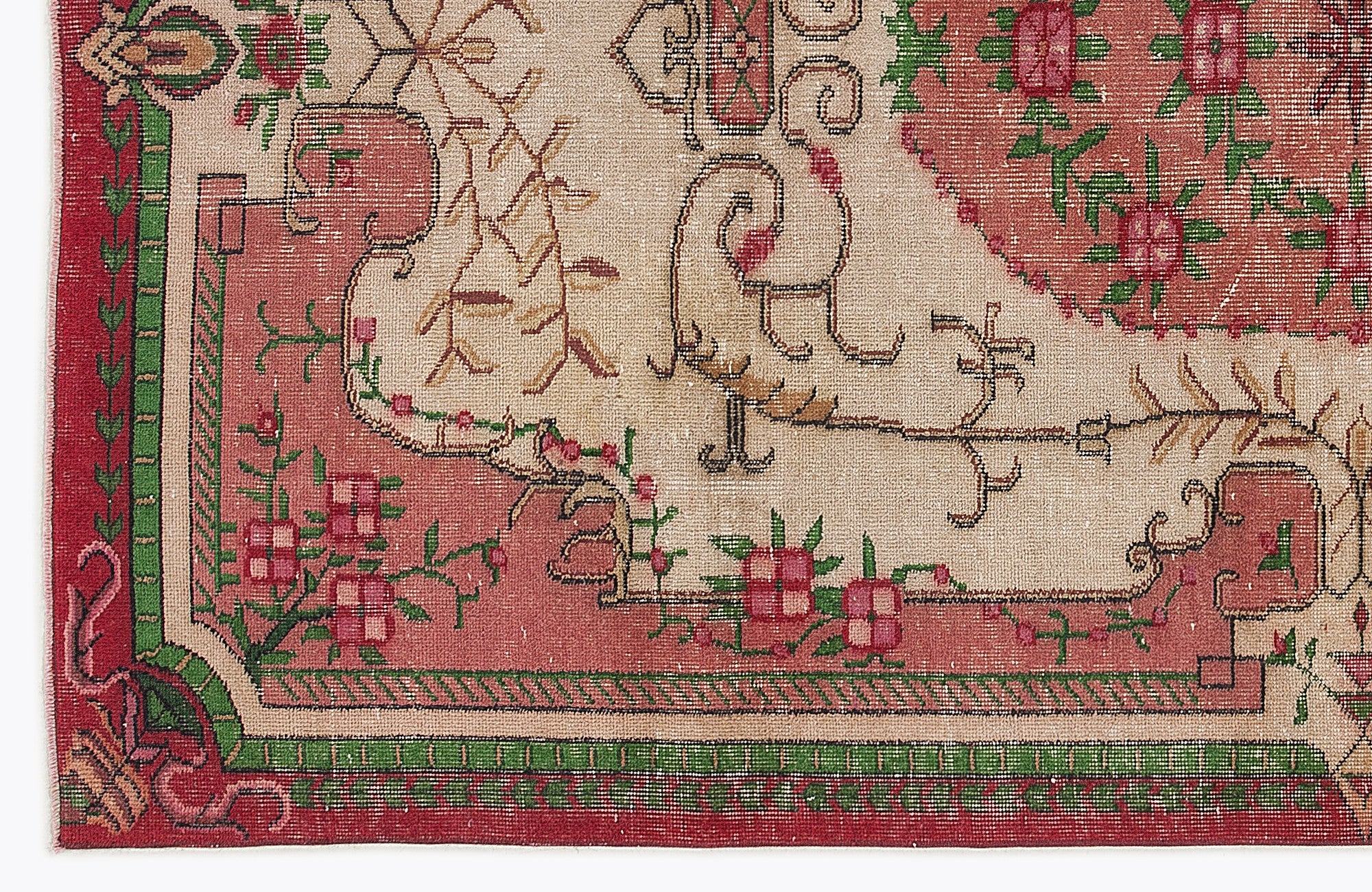 Atina Pink Vintage Wool Handmade Area Rug 5'7" x 9'2"