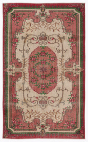 Atina Pink Vintage Wool Handmade Area Rug 5'7" x 9'2"