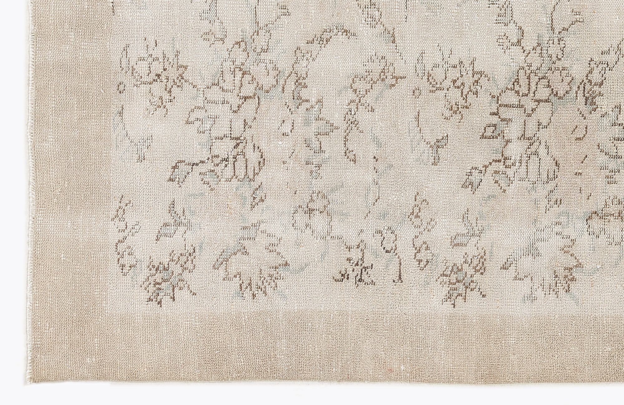 Atina Beige Vintage Wool Handmade Area Rug 5'9" x 8'10"