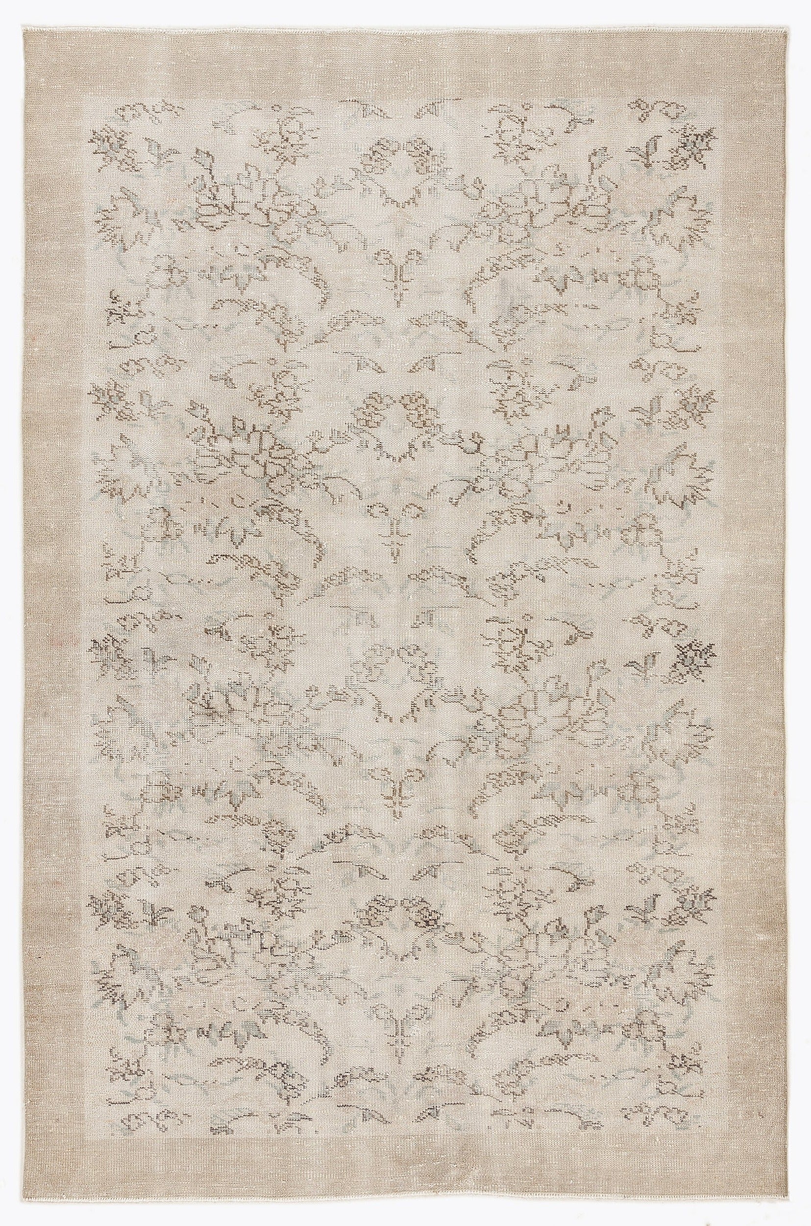 Atina Beige Vintage Wool Handmade Area Rug 5'9" x 8'10"