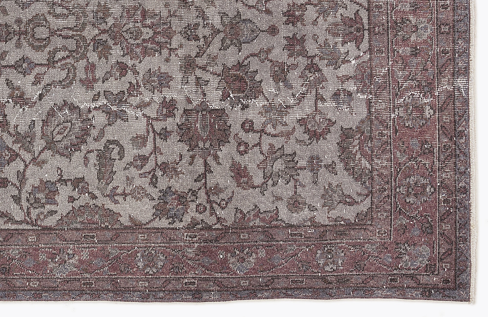 Atina Beige Vintage Wool Handmade Area Rug 5'3" x 8'10"