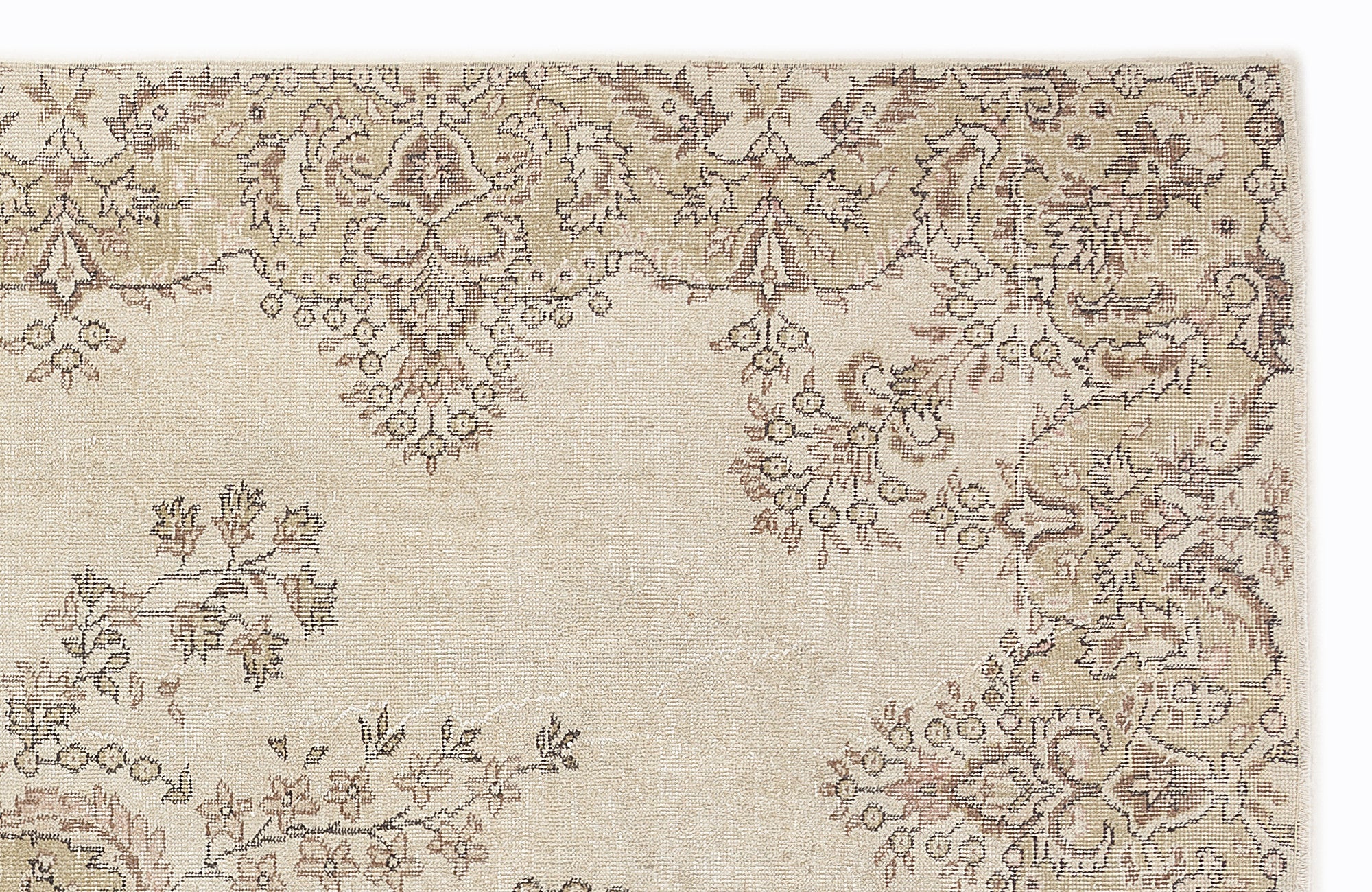 Atina Beige Vintage Wool Handmade Area Rug 6'9" x 10'3"