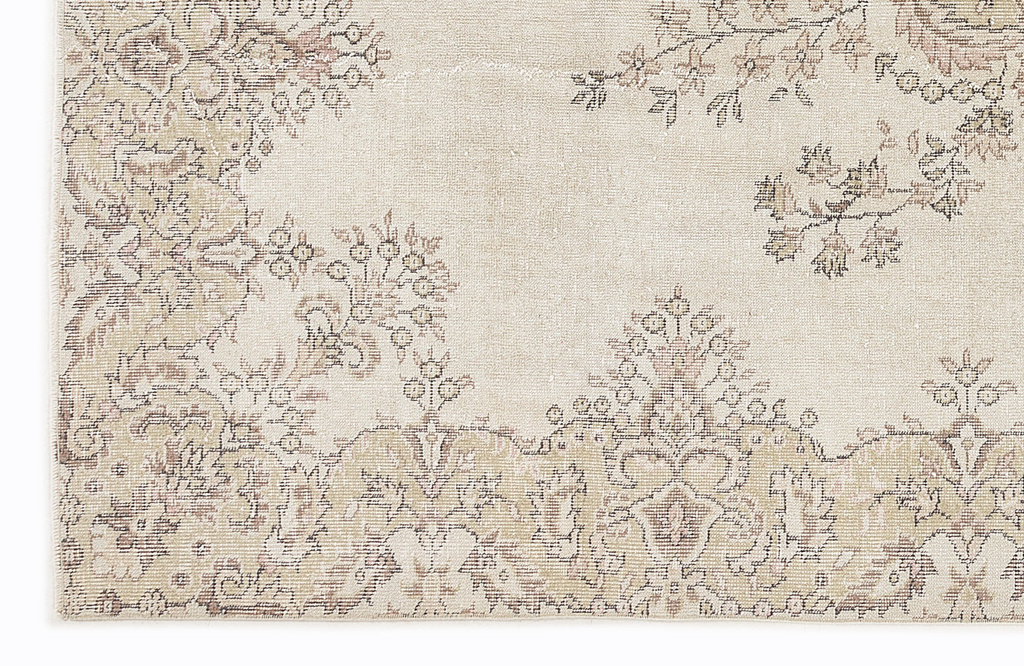 Atina Beige Vintage Wool Handmade Area Rug 6'9" x 10'3"