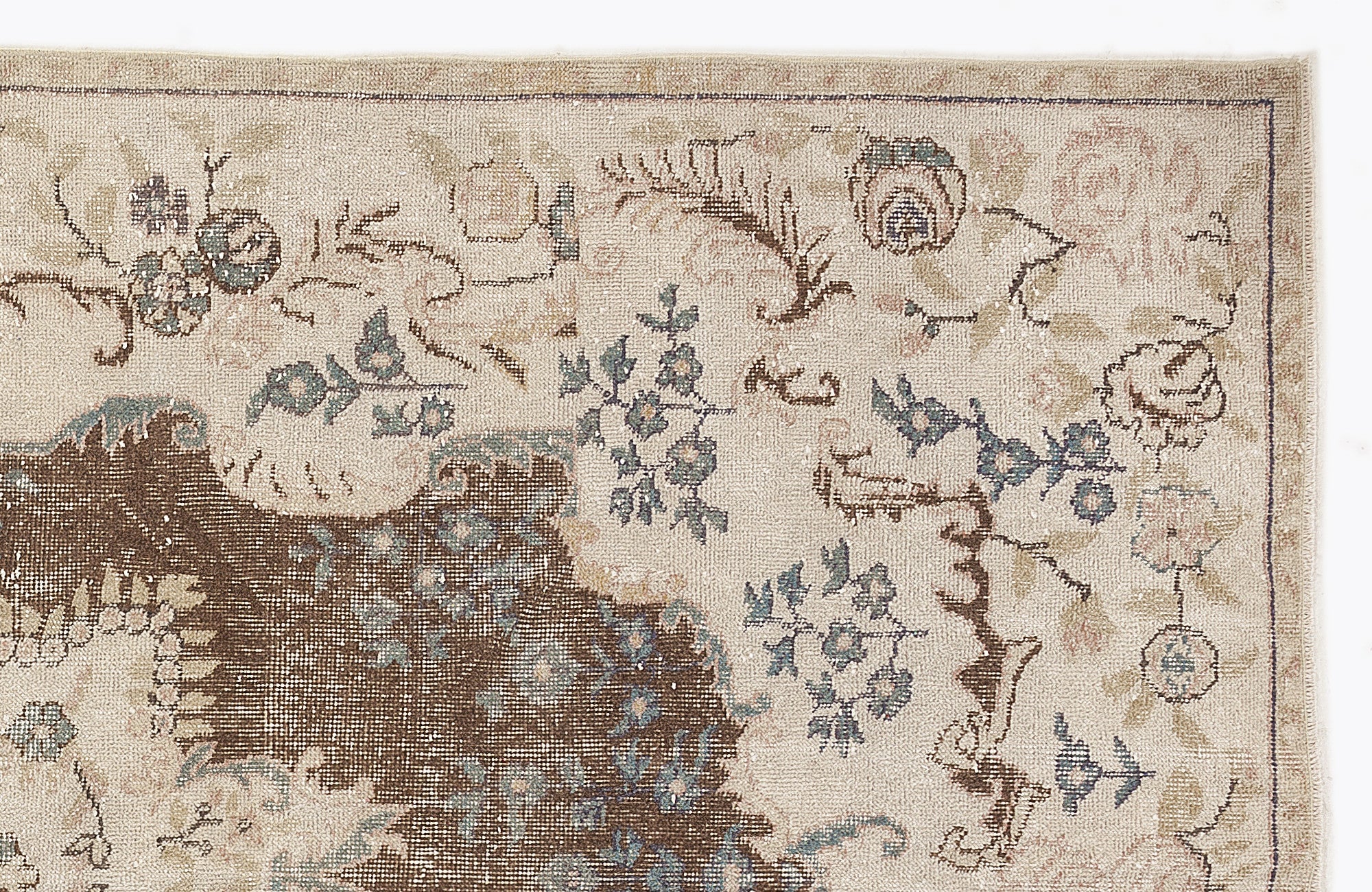 Atina Beige Vintage Wool Handmade Area Rug 5'7" x 10'5"