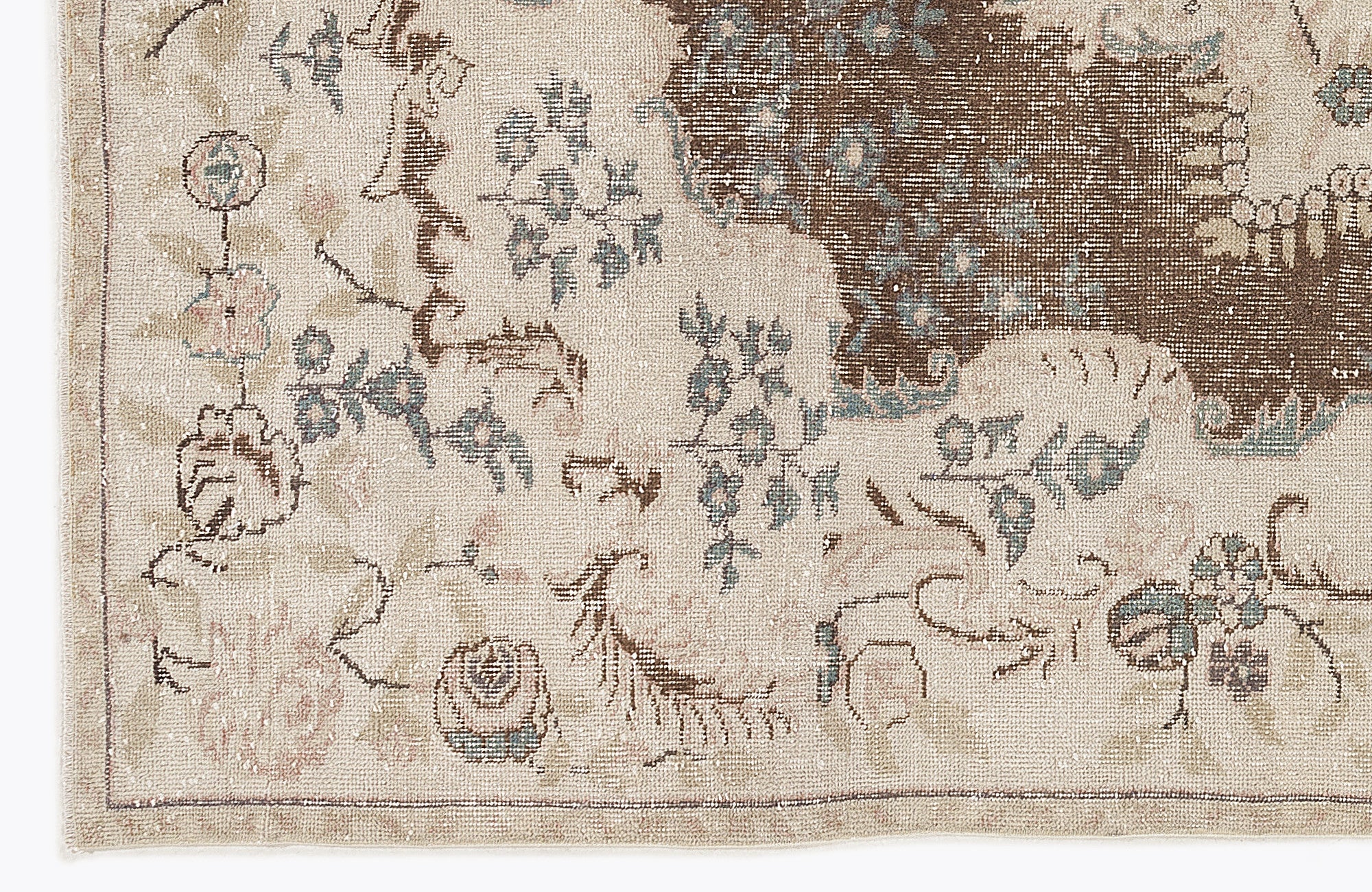 Atina Beige Vintage Wool Handmade Area Rug 5'7" x 10'5"