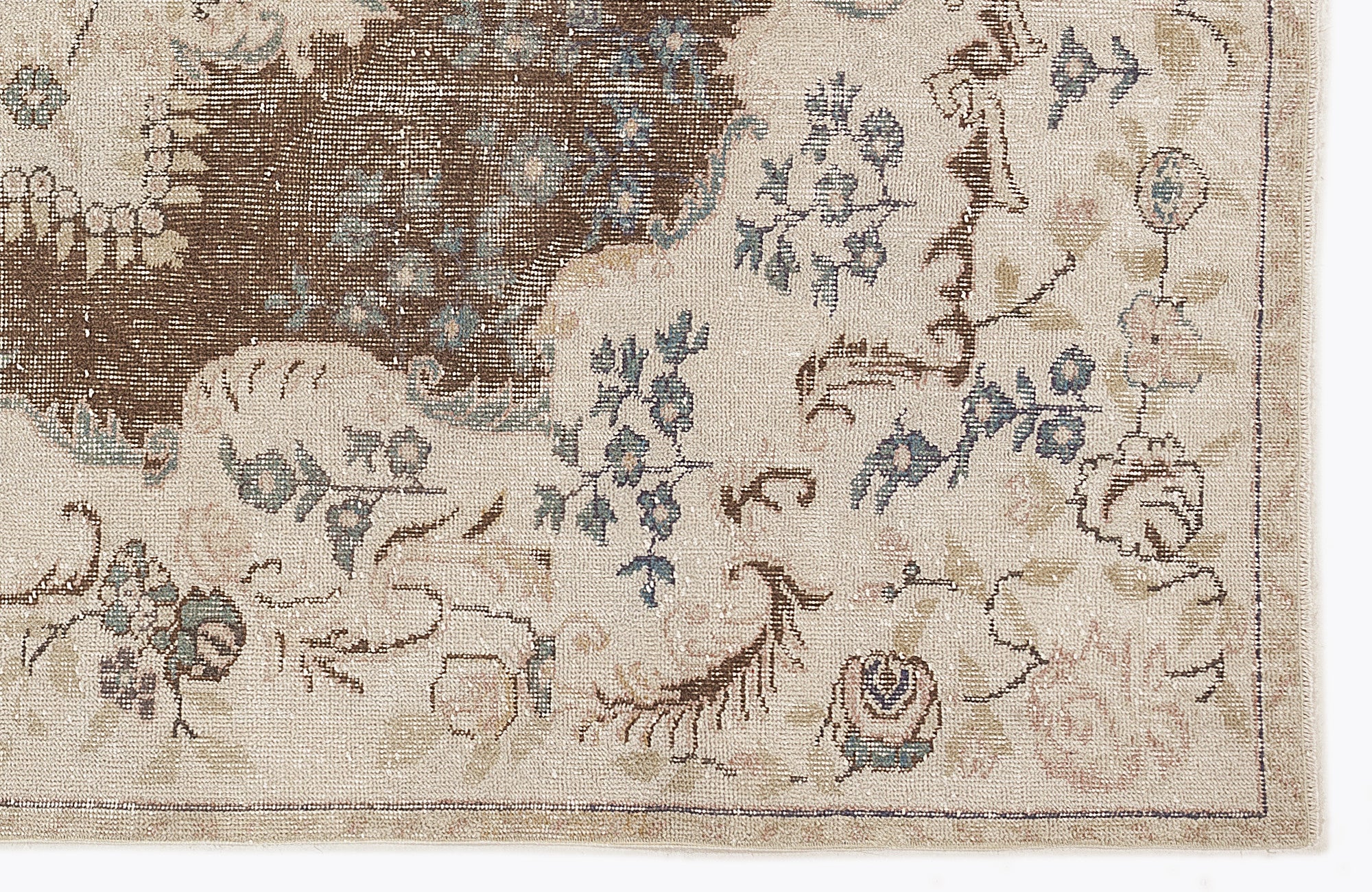 Atina Beige Vintage Wool Handmade Area Rug 5'7" x 10'5"