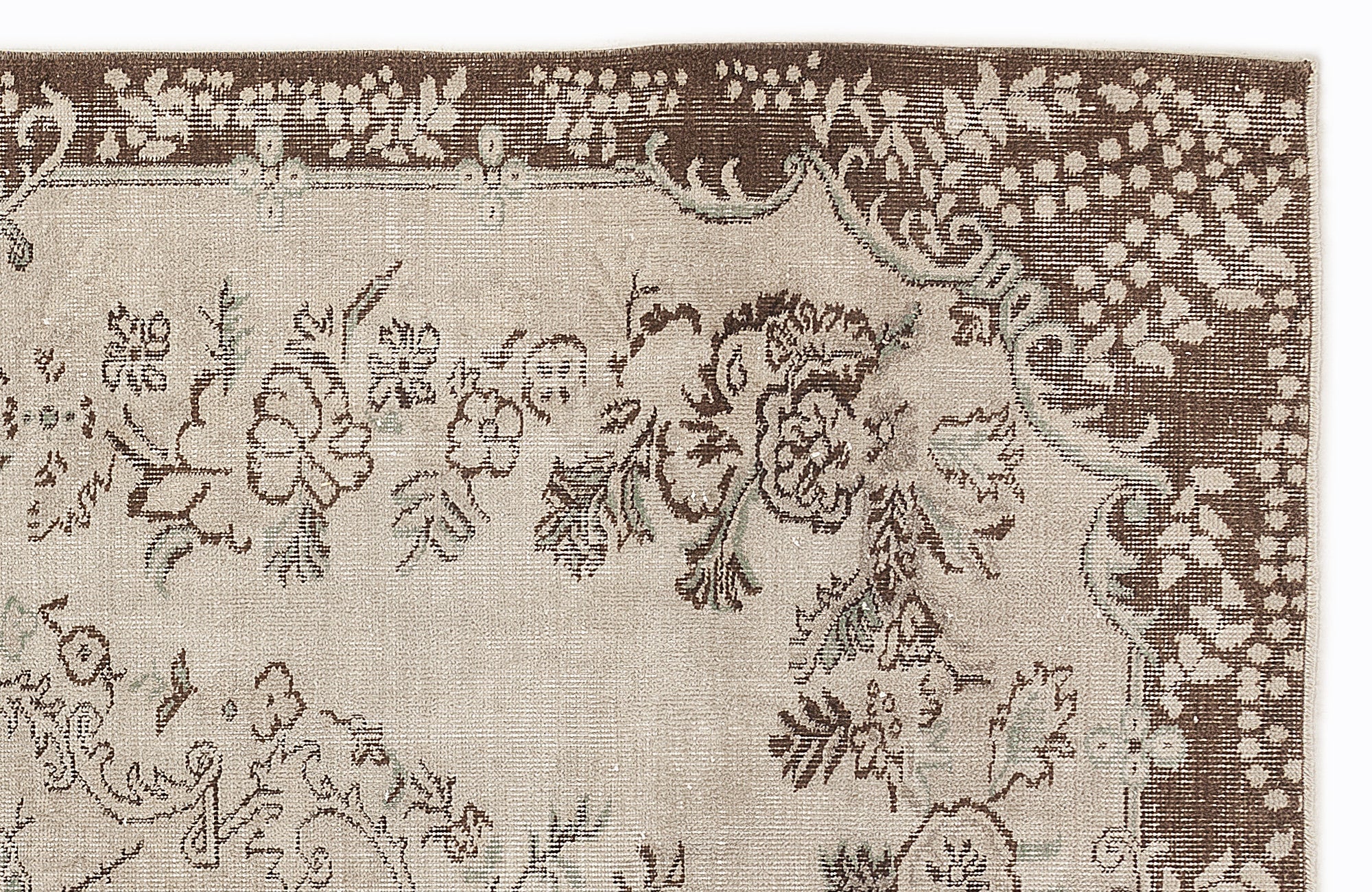 Atina Beige Vintage Wool Handmade Area Rug 5'10" x 8'7"
