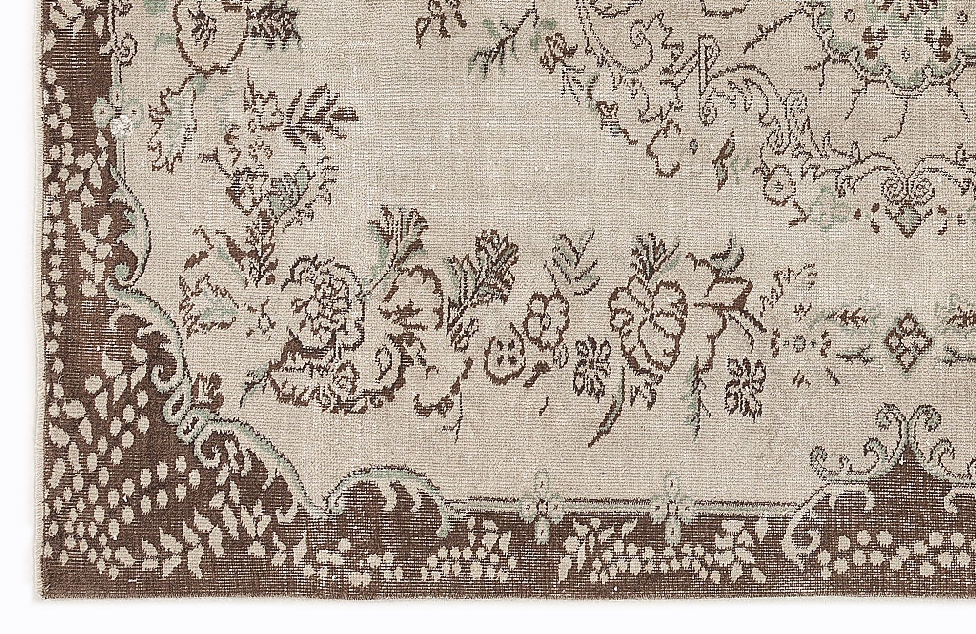 Atina Beige Vintage Wool Handmade Area Rug 5'10" x 8'7"