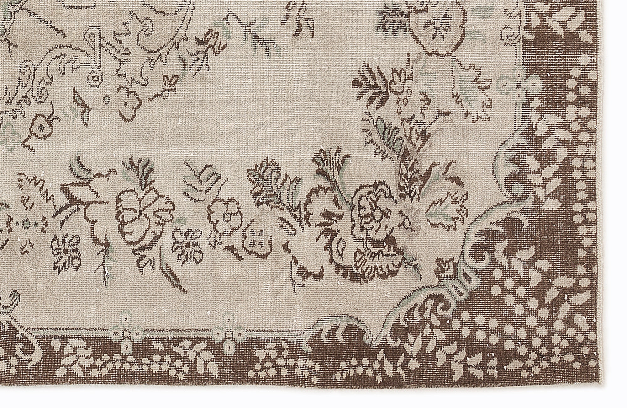 Atina Beige Vintage Wool Handmade Area Rug 5'10" x 8'7"