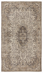 Atina Beige Vintage Wool Handmade Area Rug 5'0" x 9'2"