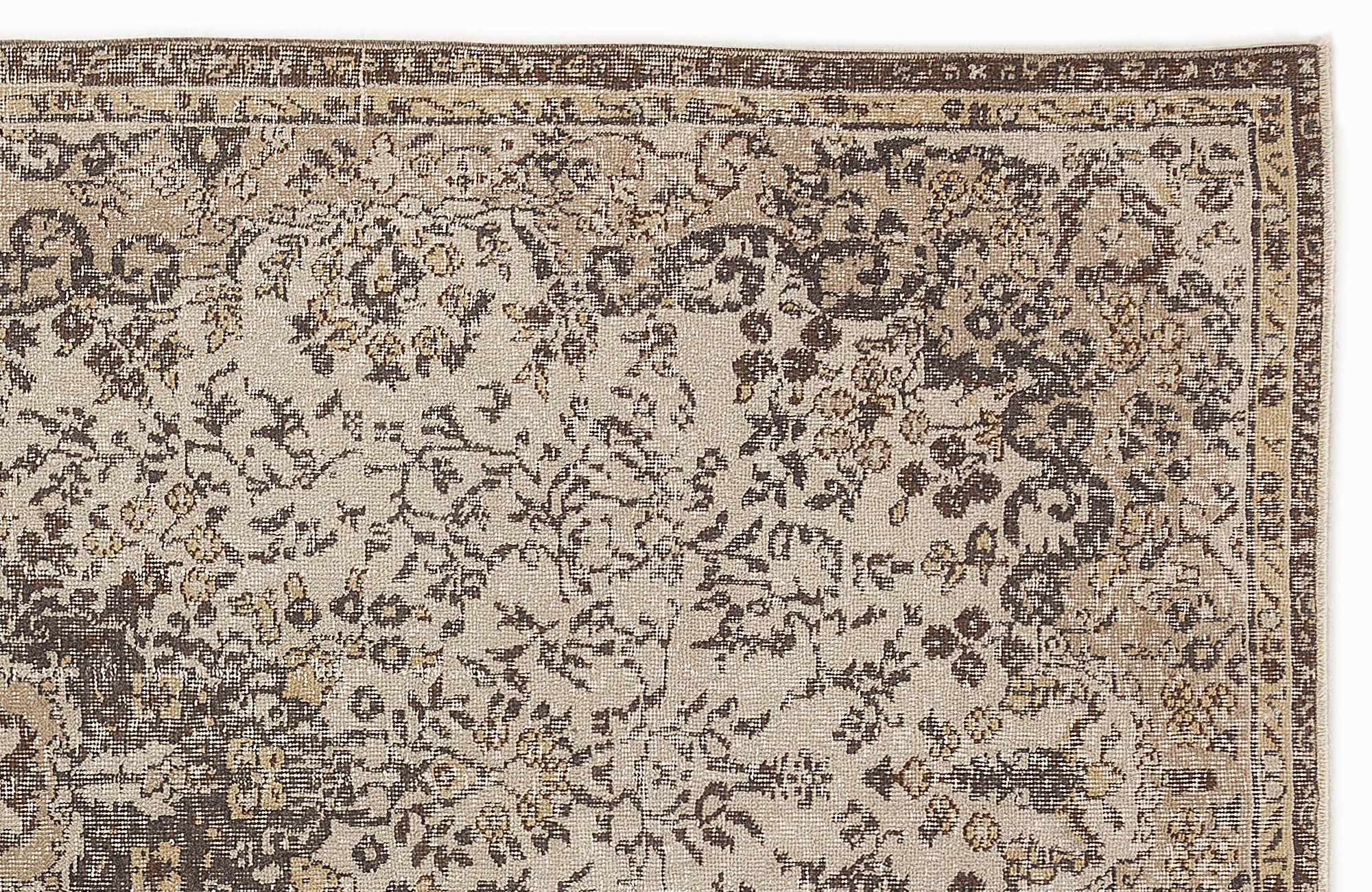 Atina Beige Vintage Wool Handmade Area Rug 5'0" x 9'2"