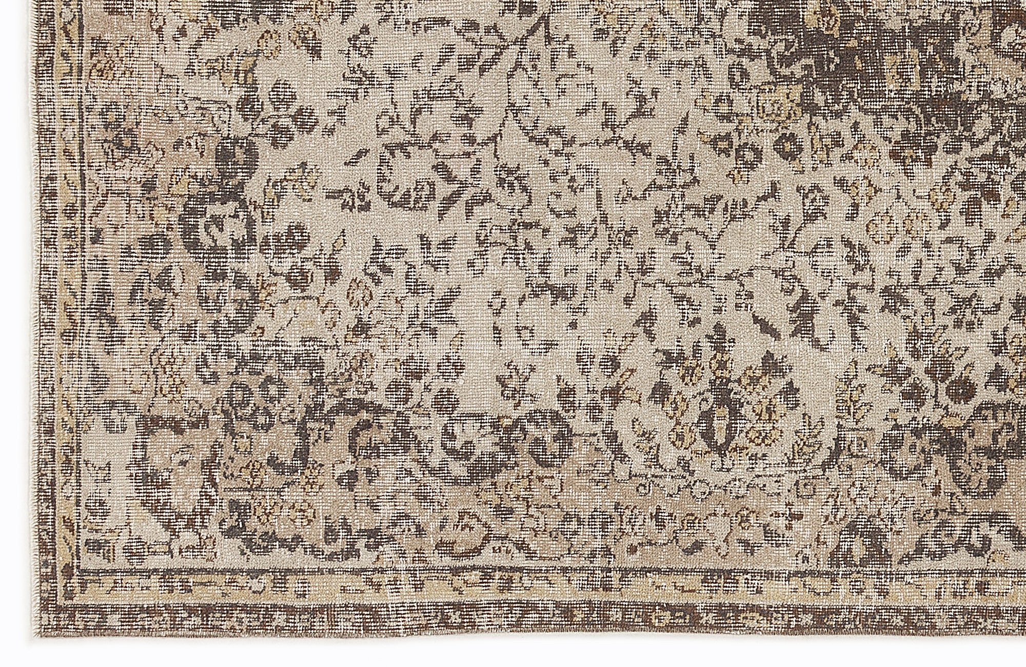 Atina Beige Vintage Wool Handmade Area Rug 5'0" x 9'2"