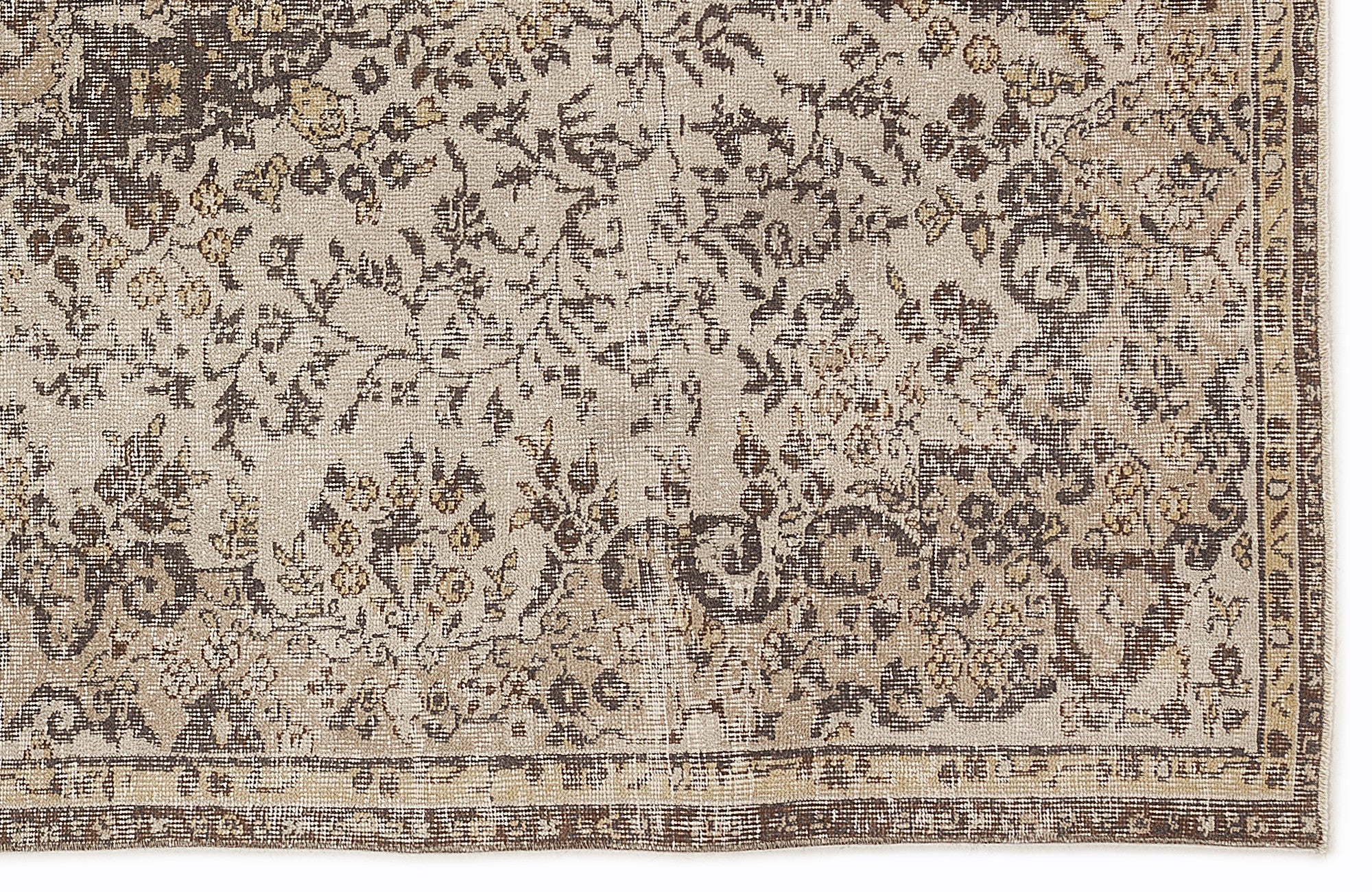 Atina Beige Vintage Wool Handmade Area Rug 5'0" x 9'2"