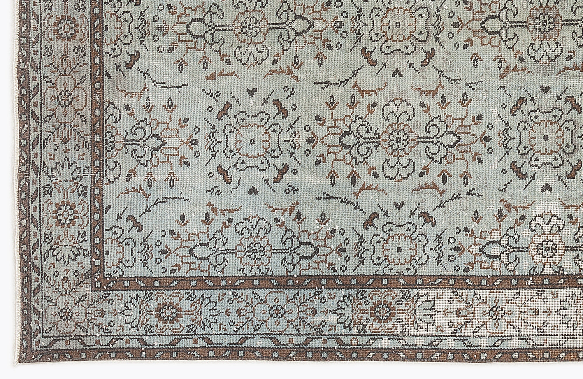 Atina Green Vintage Wool Handmade Area Rug 5'11" x 9'2"