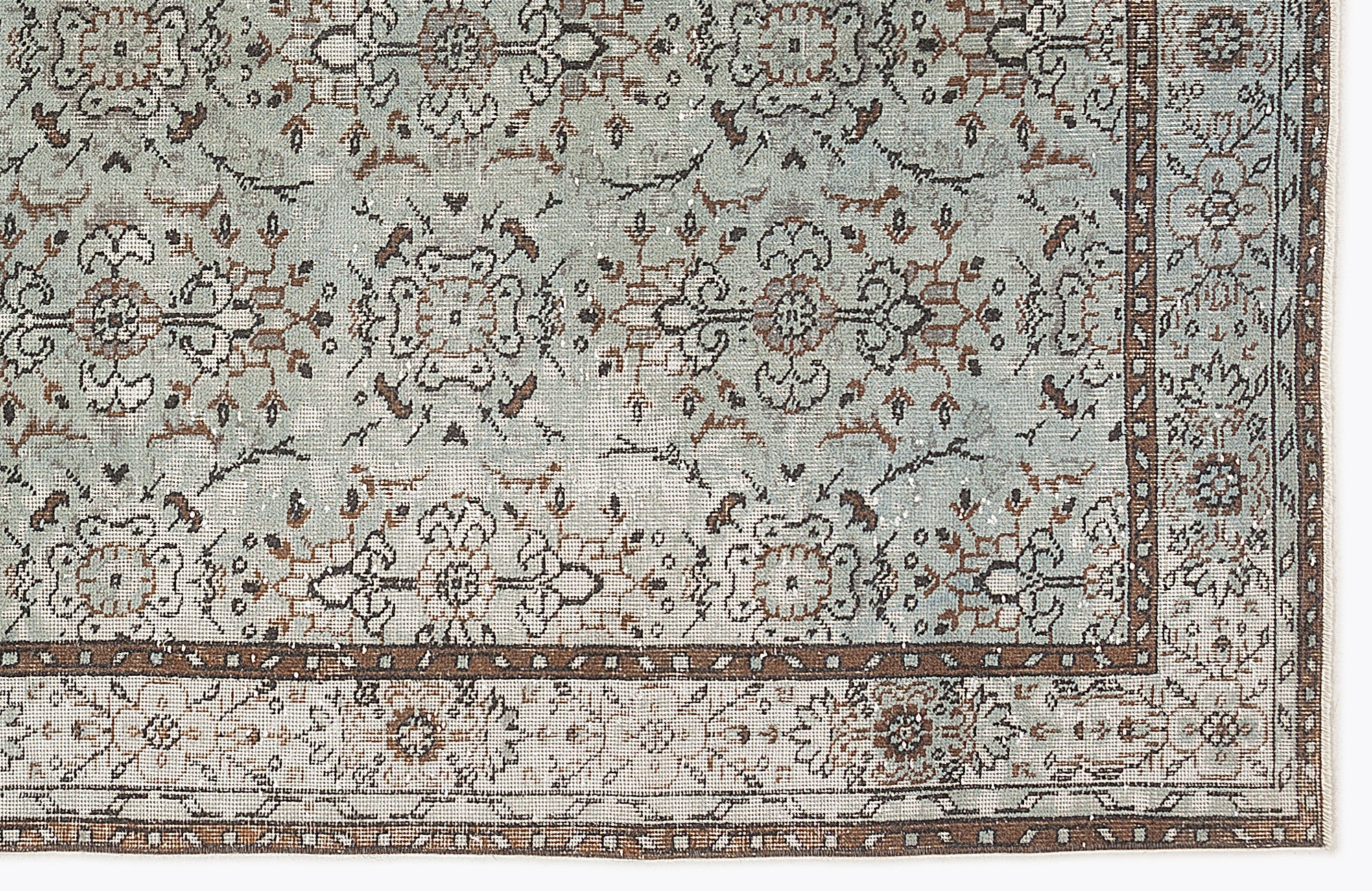 Atina Green Vintage Wool Handmade Area Rug 5'11" x 9'2"