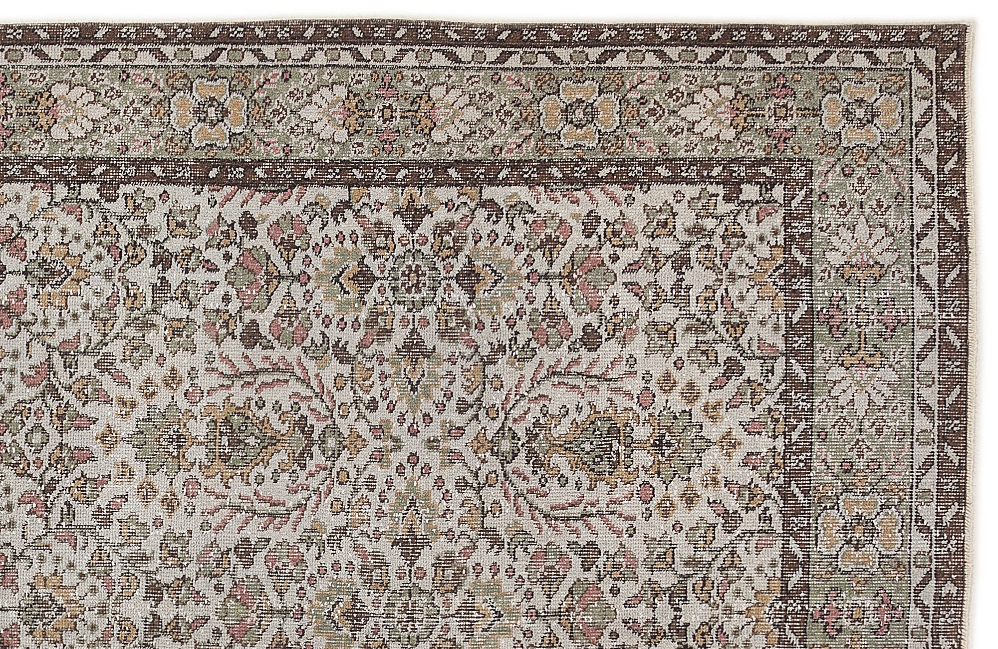 Atina Beige Vintage Wool Handmade Area Rug 5'4" x 9'6"