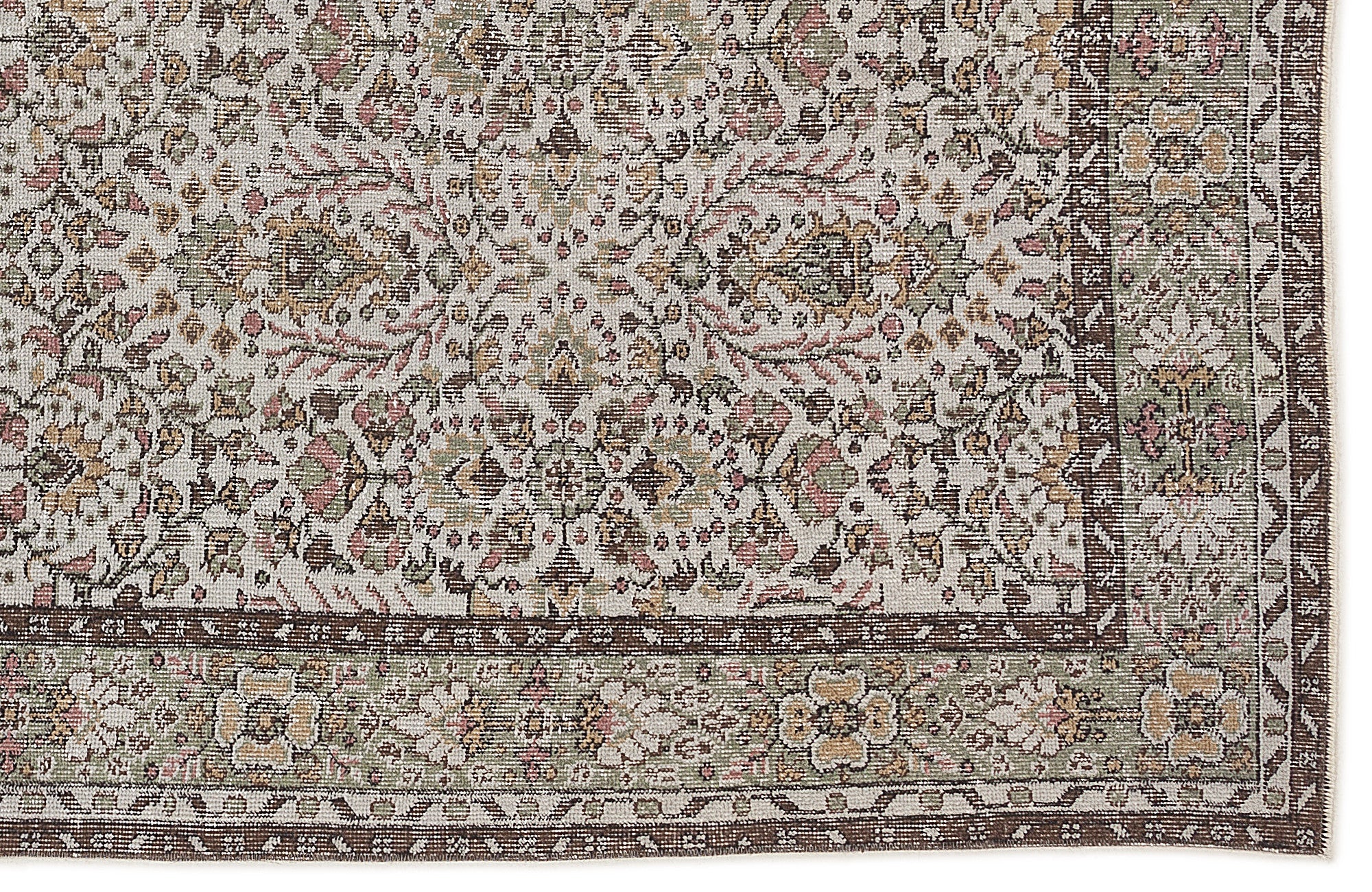 Atina Beige Vintage Wool Handmade Area Rug 5'4" x 9'6"