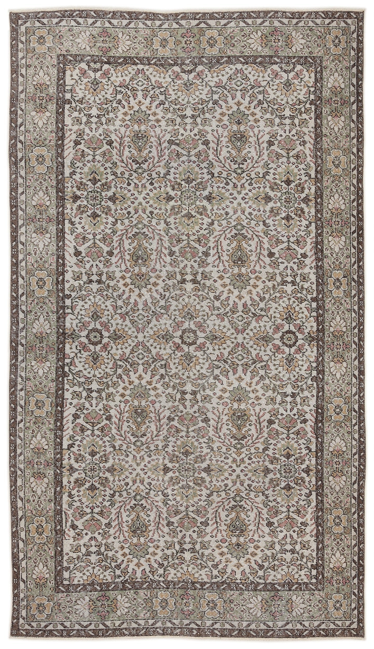 Atina Beige Vintage Wool Handmade Area Rug 5'4" x 9'6"