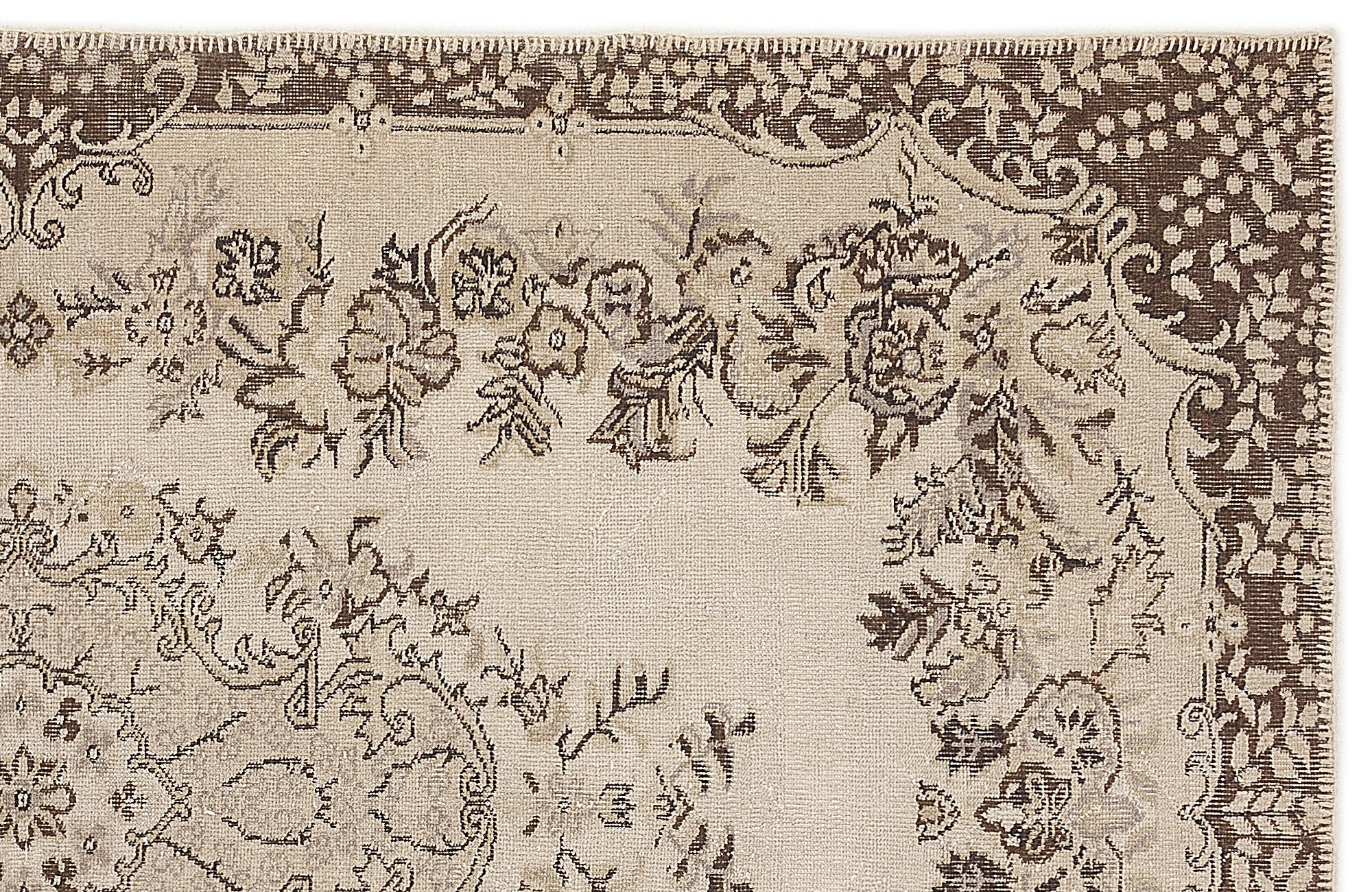 Atina Beige Vintage Wool Handmade Area Rug 5'3" x 9'3"
