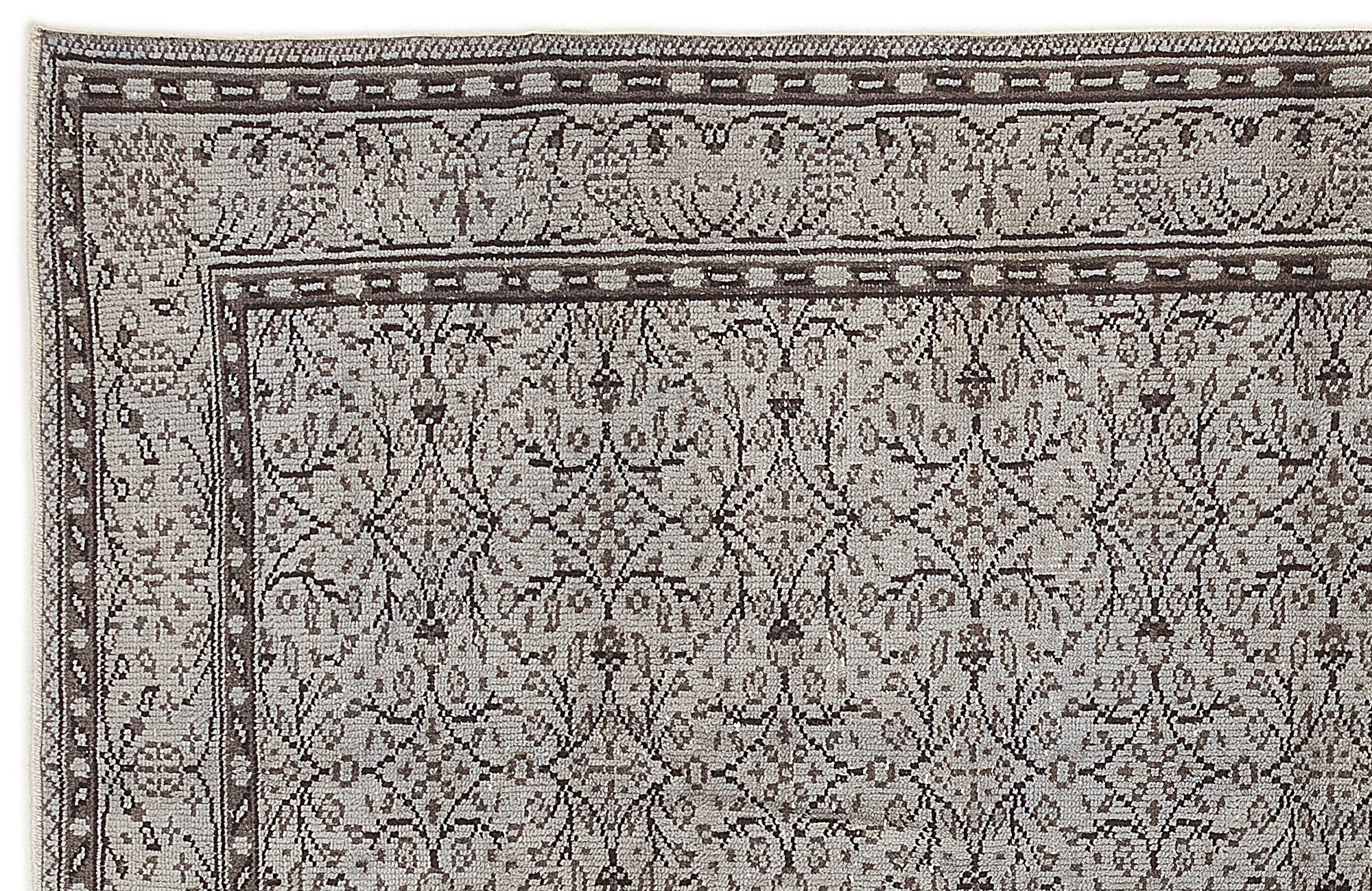Atina Grey Vintage Wool Handmade Area Rug 4'11" x 8'10"