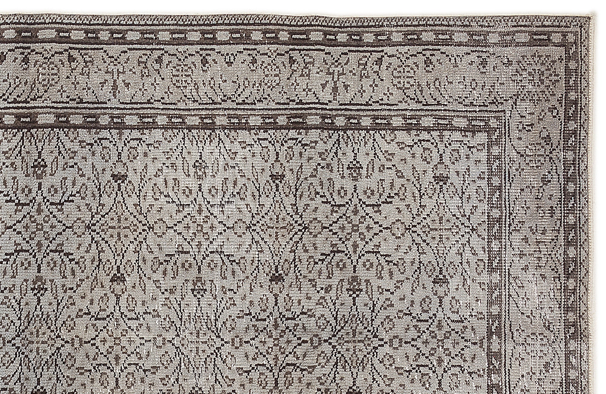 Atina Grey Vintage Wool Handmade Area Rug 4'11" x 8'10"