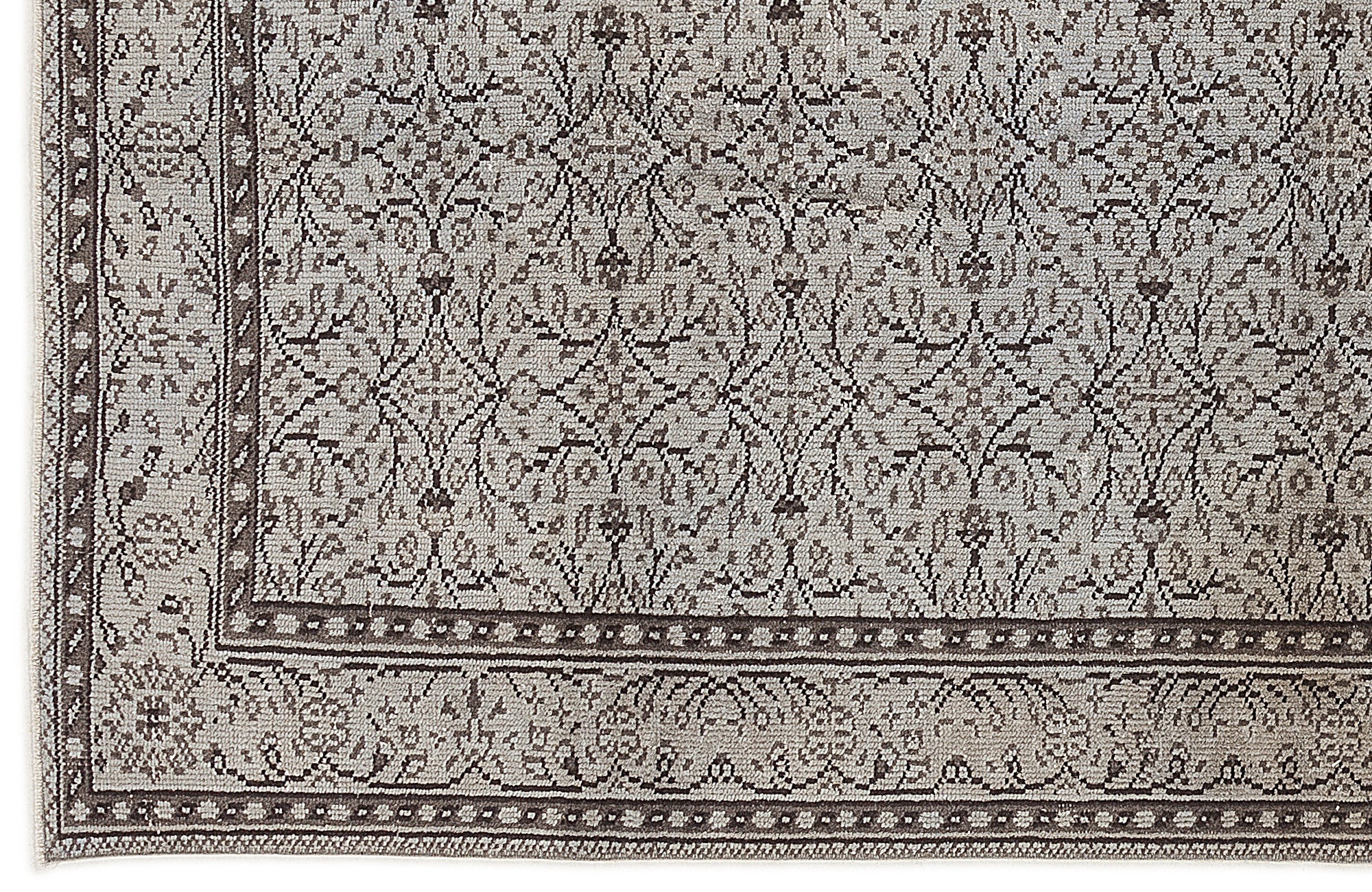 Atina Grey Vintage Wool Handmade Area Rug 4'11" x 8'10"