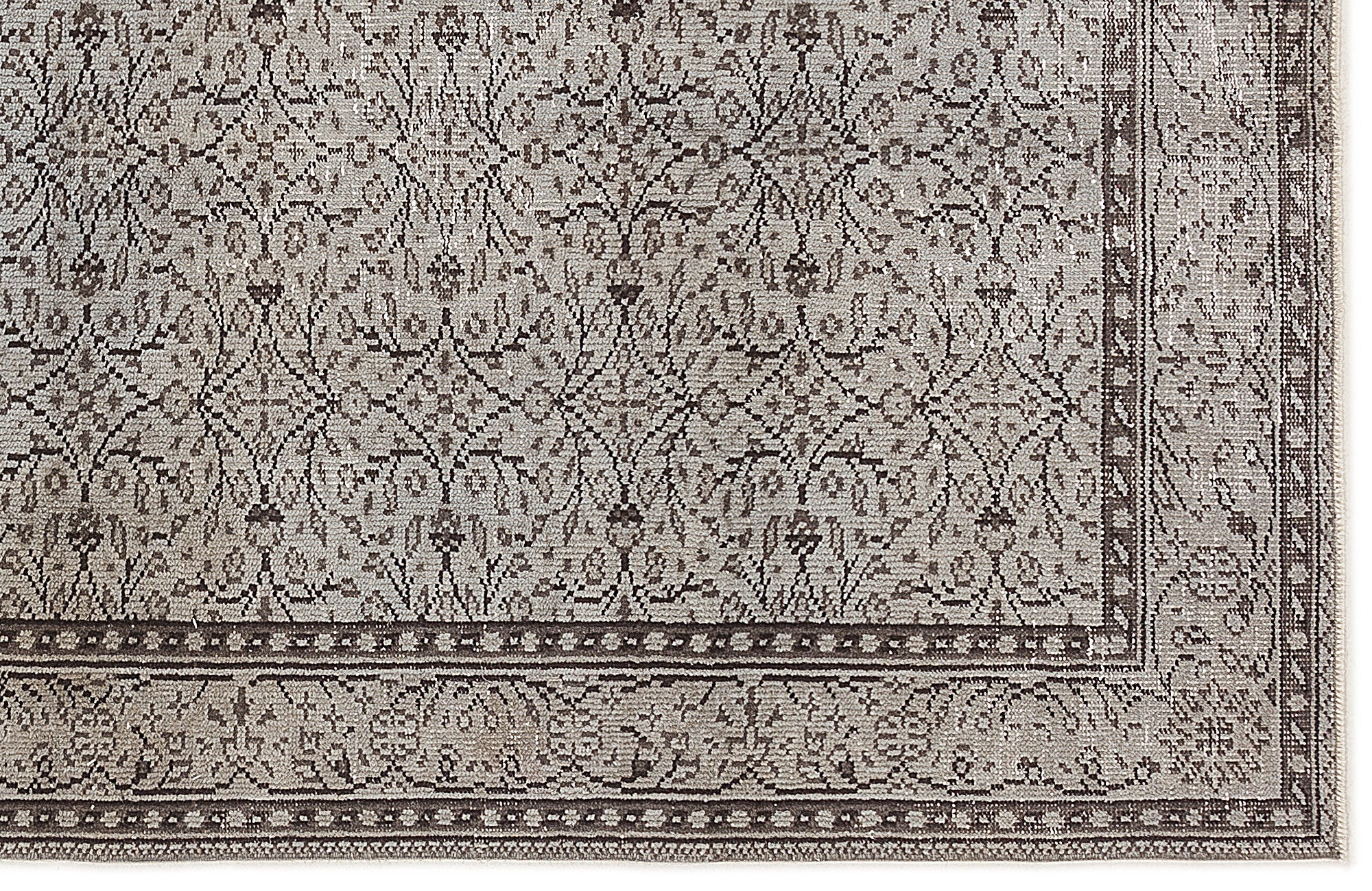 Atina Grey Vintage Wool Handmade Area Rug 4'11" x 8'10"