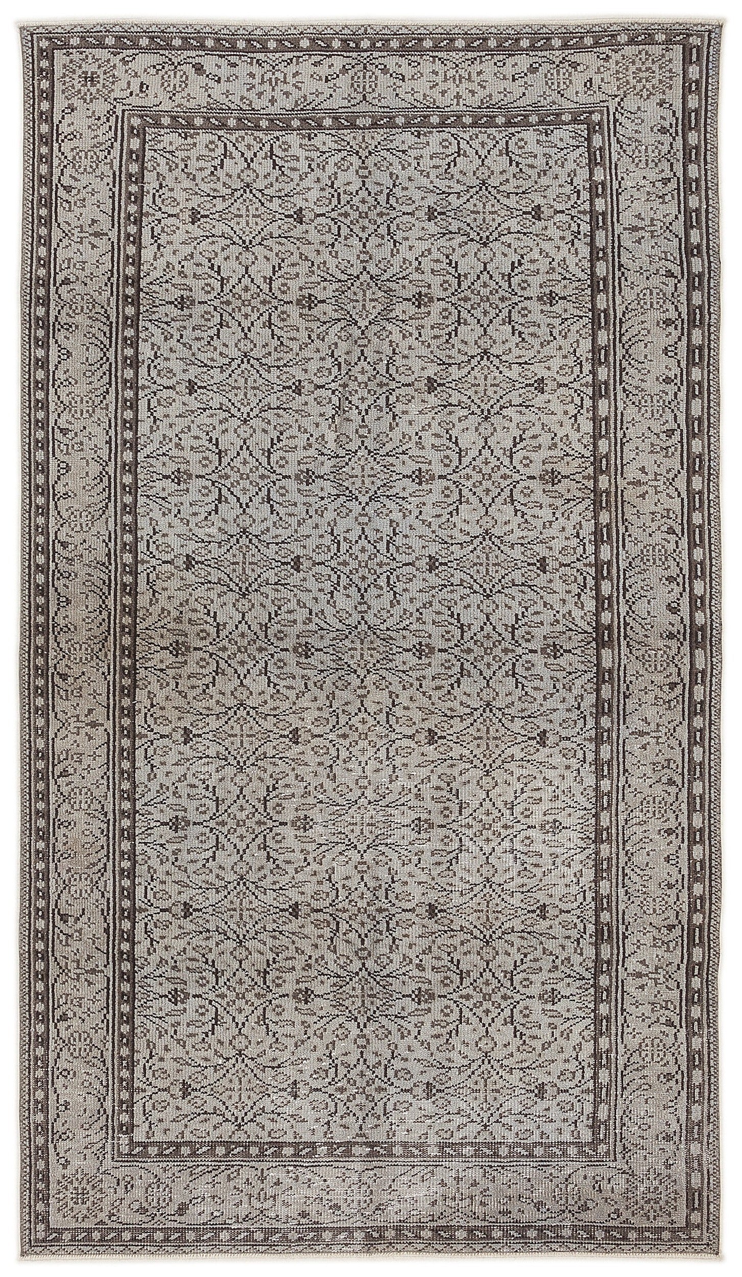 Atina Grey Vintage Wool Handmade Area Rug 4'11" x 8'10"
