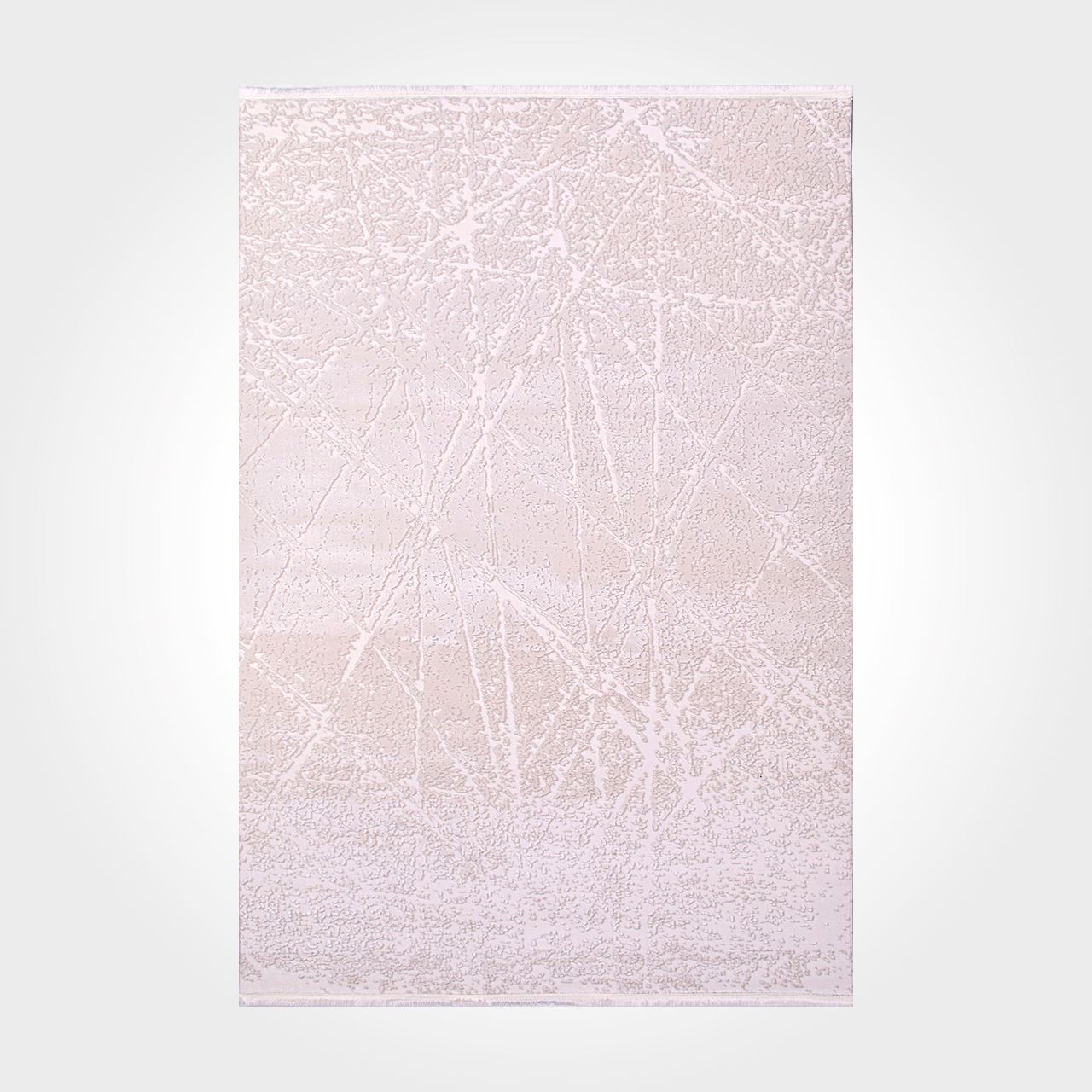 Cream Striped Area Rug – Machine Made Rug with Soft Pile & Laser Cut Edges