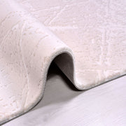 Cream Striped Area Rug – Machine Made Rug with Soft Pile & Laser Cut Edges