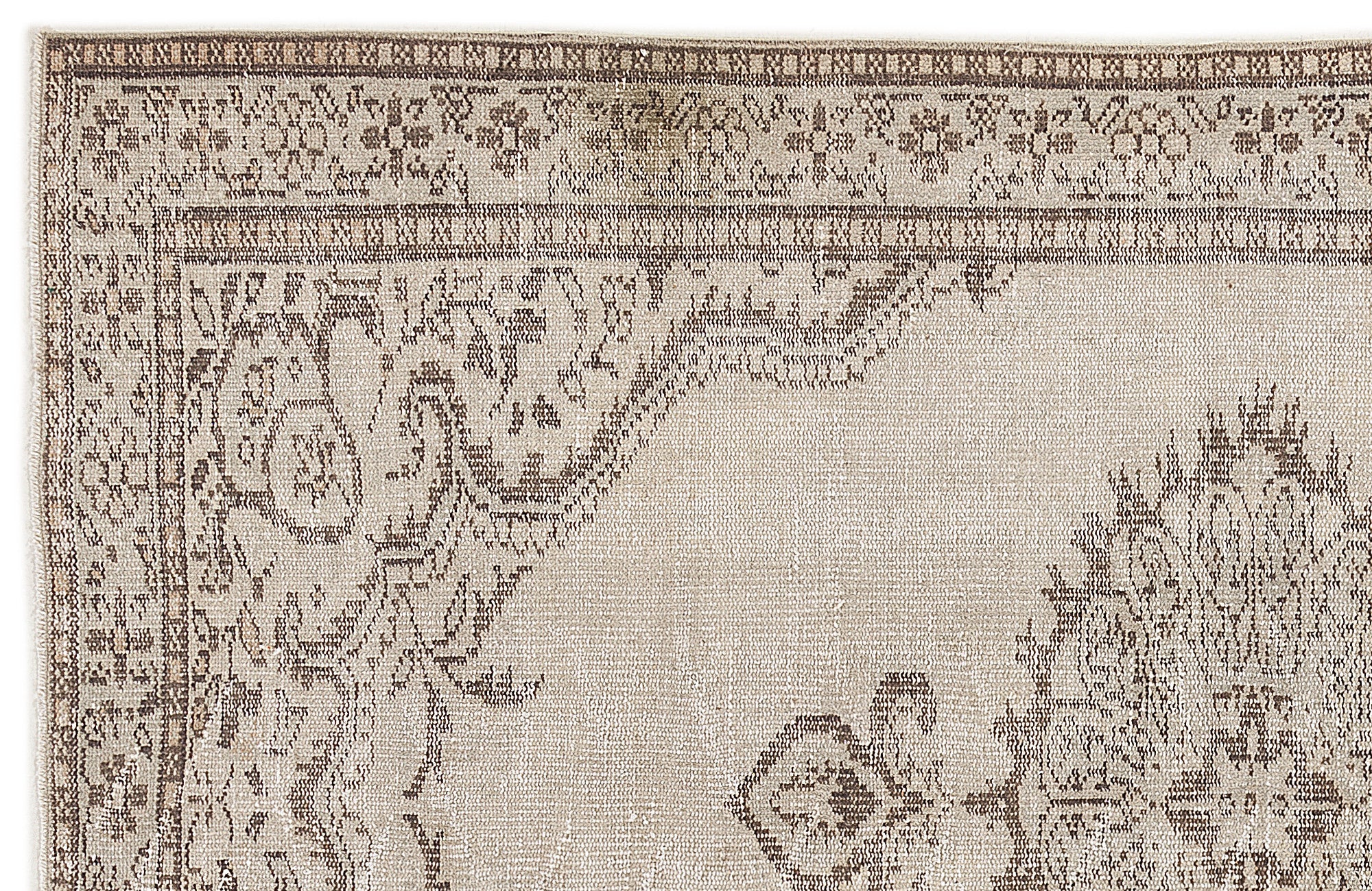 Atina Beige Vintage Wool Handmade Area Rug 5'1" x 8'9"