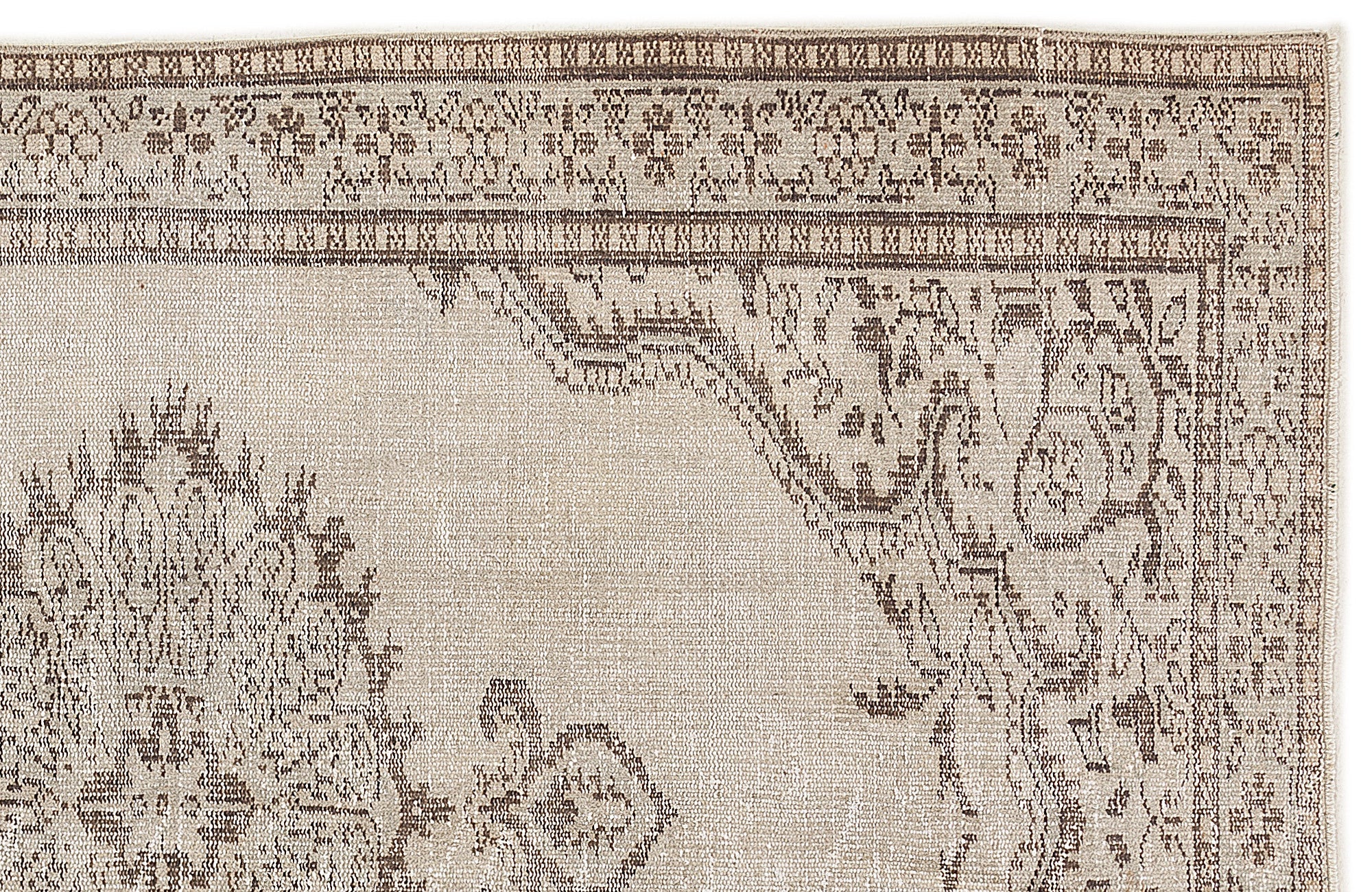 Atina Beige Vintage Wool Handmade Area Rug 5'1" x 8'9"