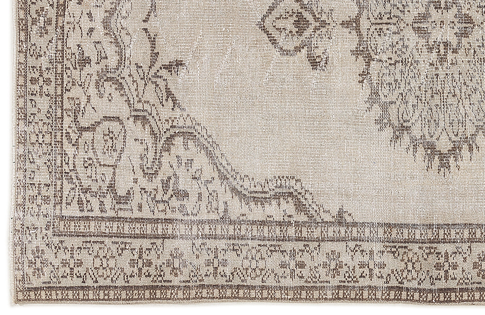 Atina Beige Vintage Wool Handmade Area Rug 5'1" x 8'9"