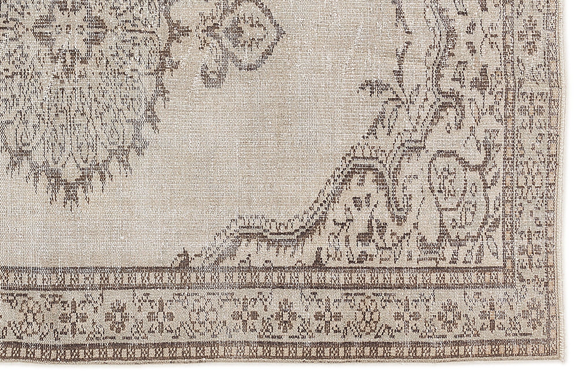 Atina Beige Vintage Wool Handmade Area Rug 5'1" x 8'9"