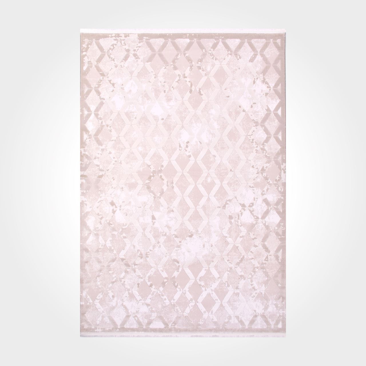 Geometric Area Rug – Machine Made Rug with Cream Acrylic Yarn & Laser Cut Edges