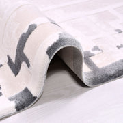 Cream Geometric Area Rug – Machine Made Rug with Acrylic Fibers & Non Slip Backing