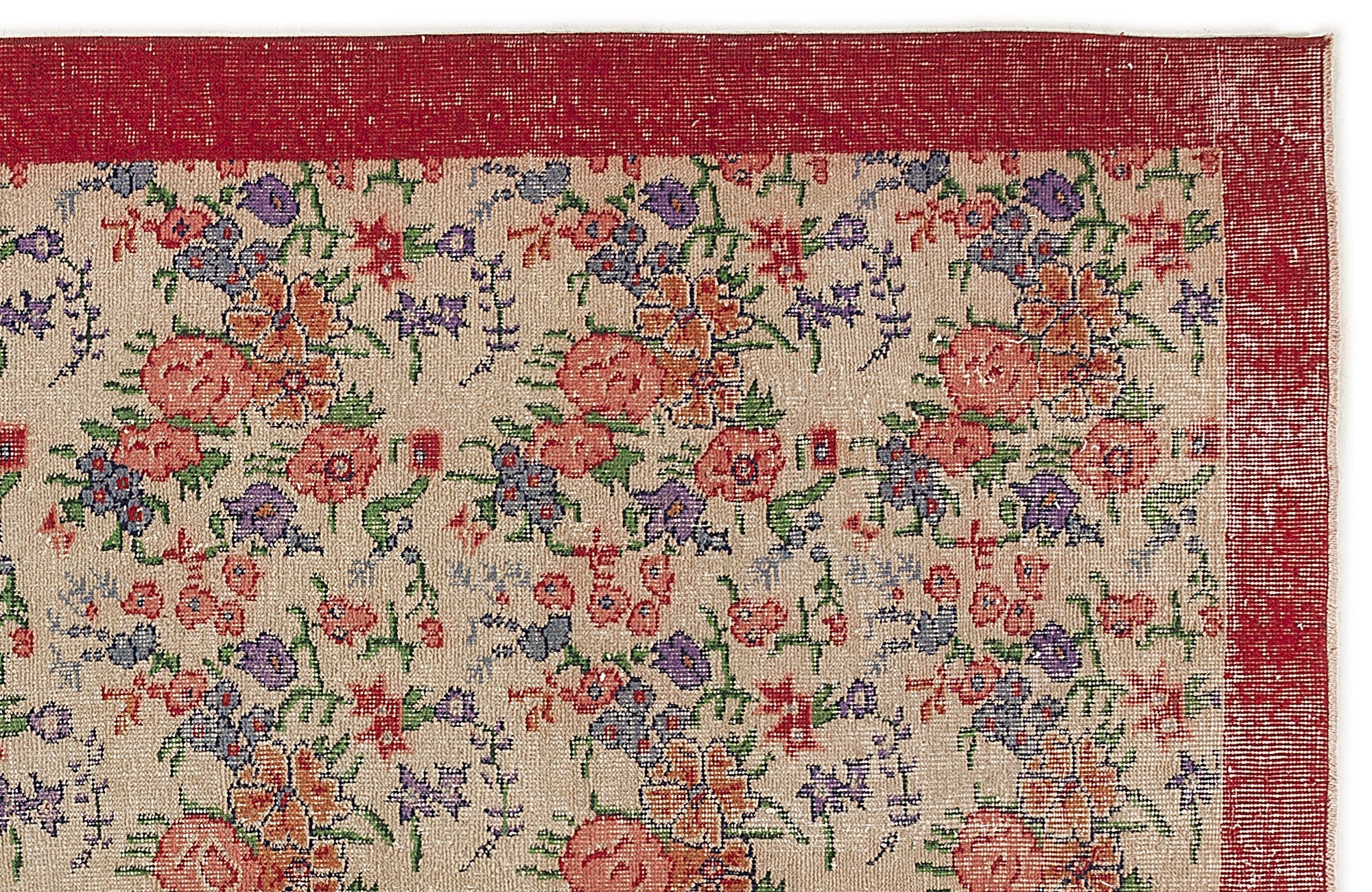 Atina Cream Vintage Wool Handmade Area Rug 5'3" x 9'6"