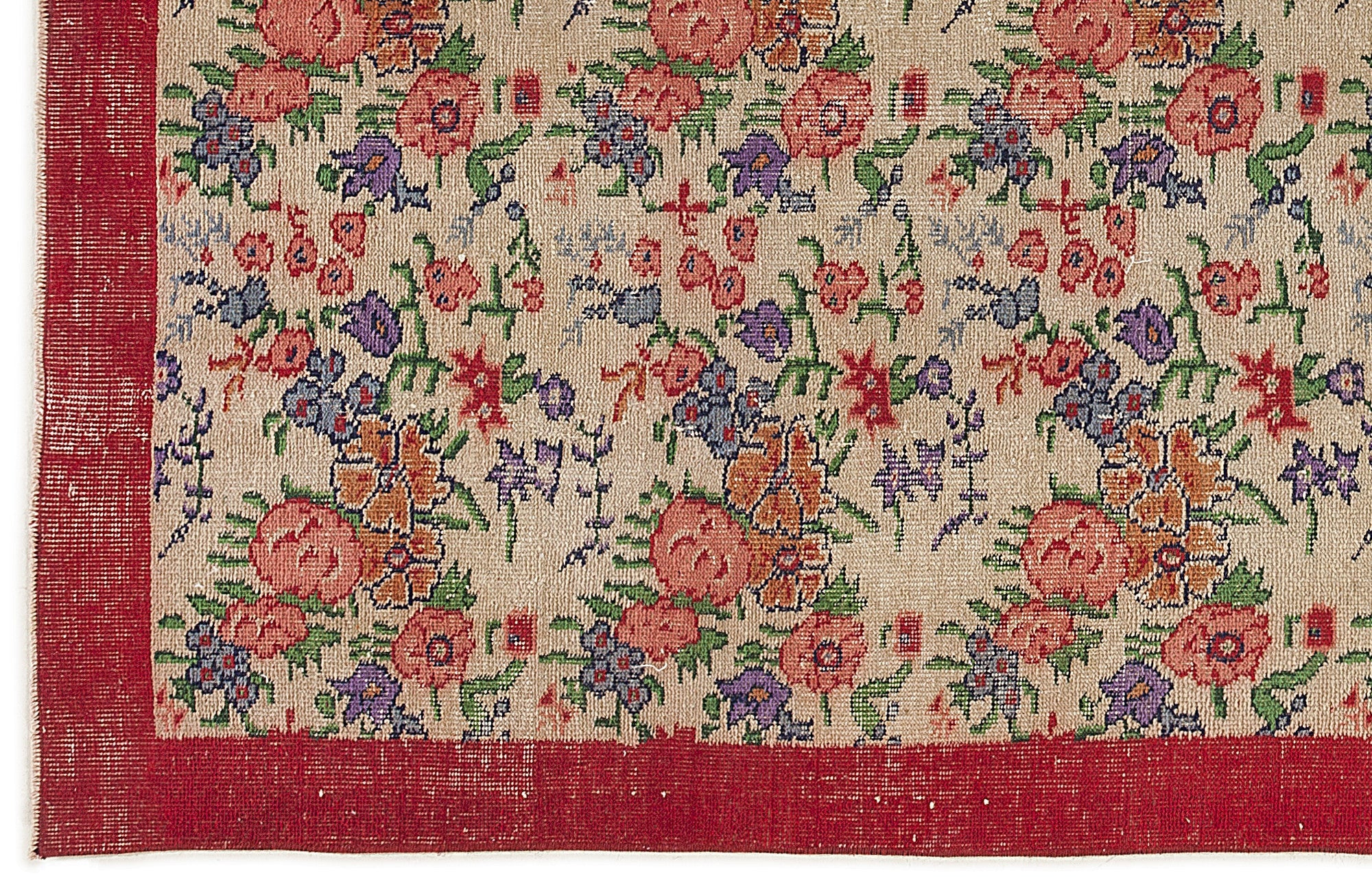Atina Cream Vintage Wool Handmade Area Rug 5'3" x 9'6"