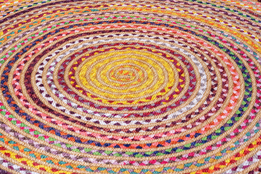 Yellow Striped Area Rug – Cotton Chenille Digital Print Rug by Pia Monte