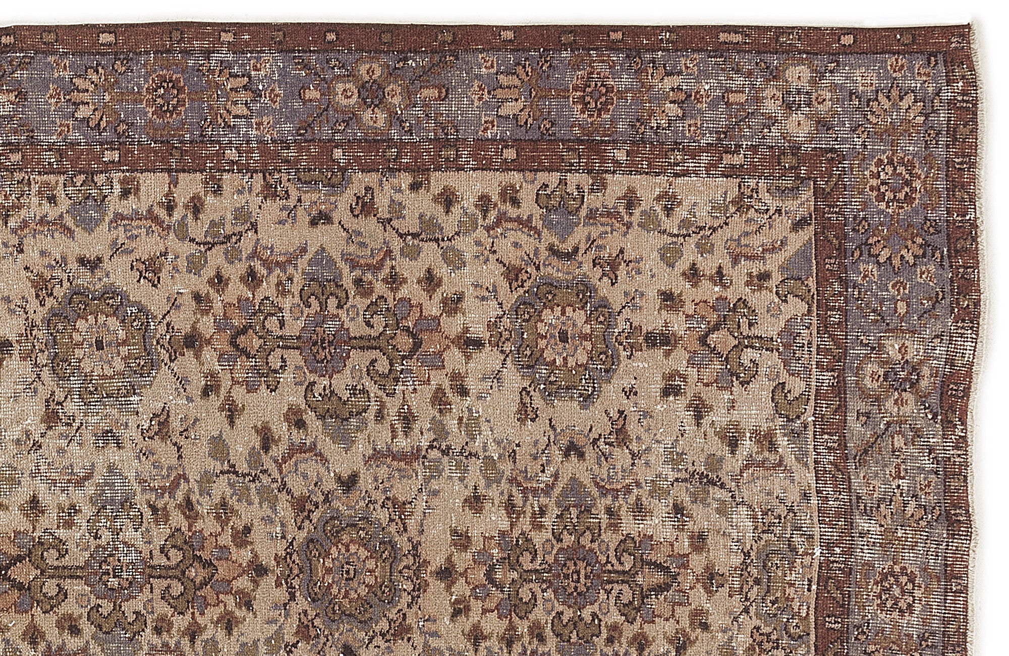 Atina Beige Vintage Wool Handmade Area Rug 4'2" x 11'0"