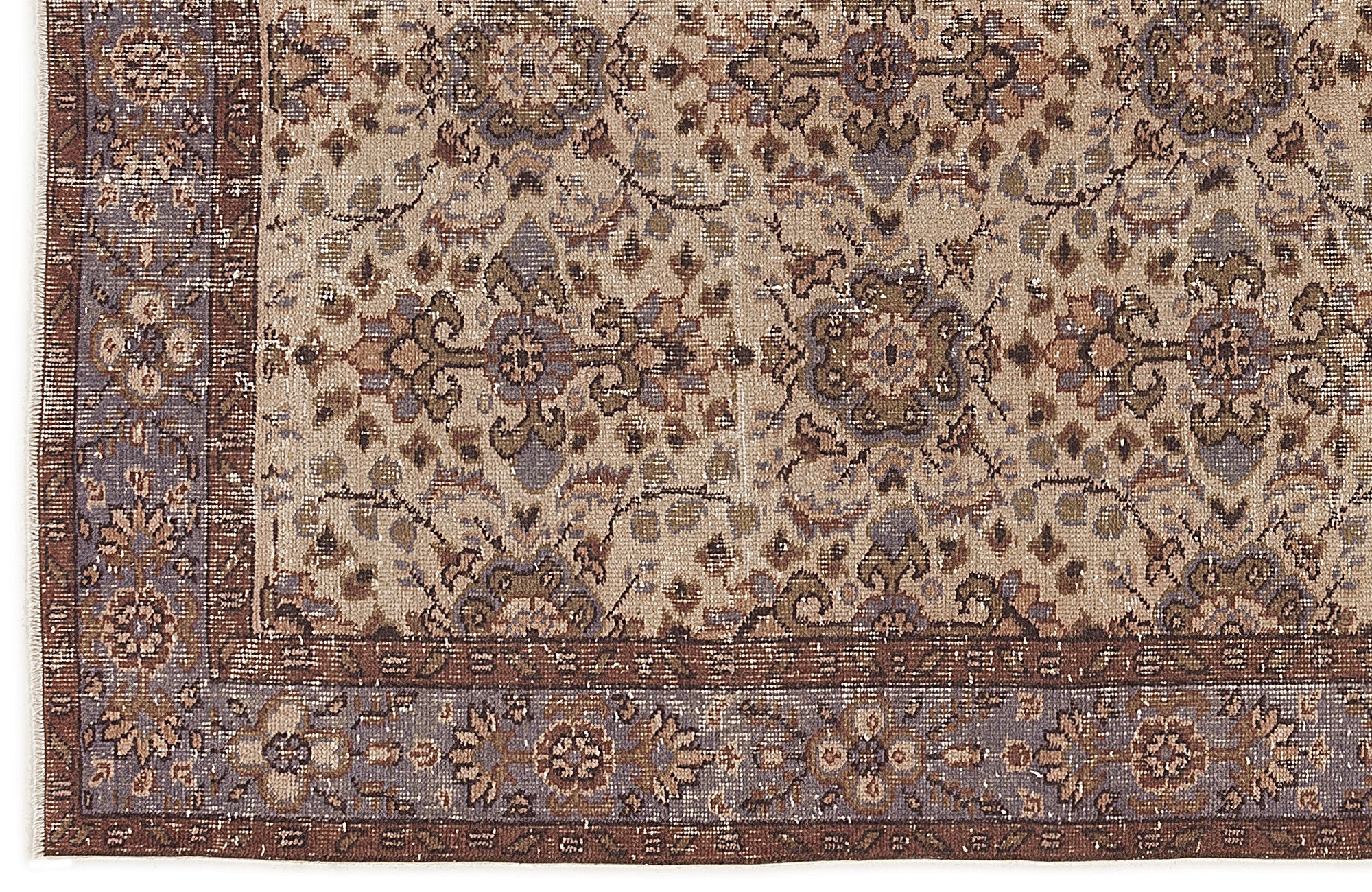 Atina Beige Vintage Wool Handmade Area Rug 4'2" x 11'0"