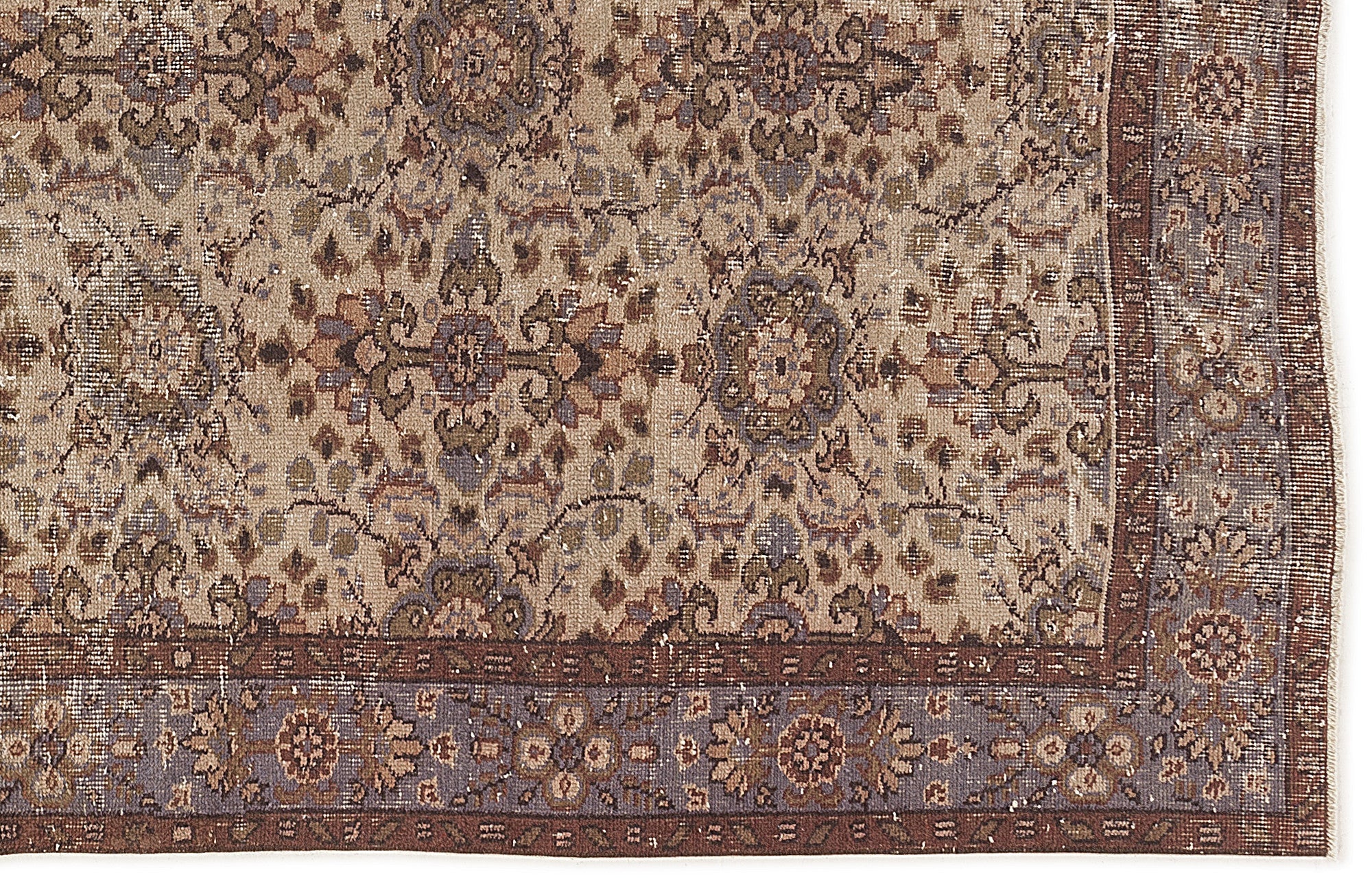 Atina Beige Vintage Wool Handmade Area Rug 4'2" x 11'0"