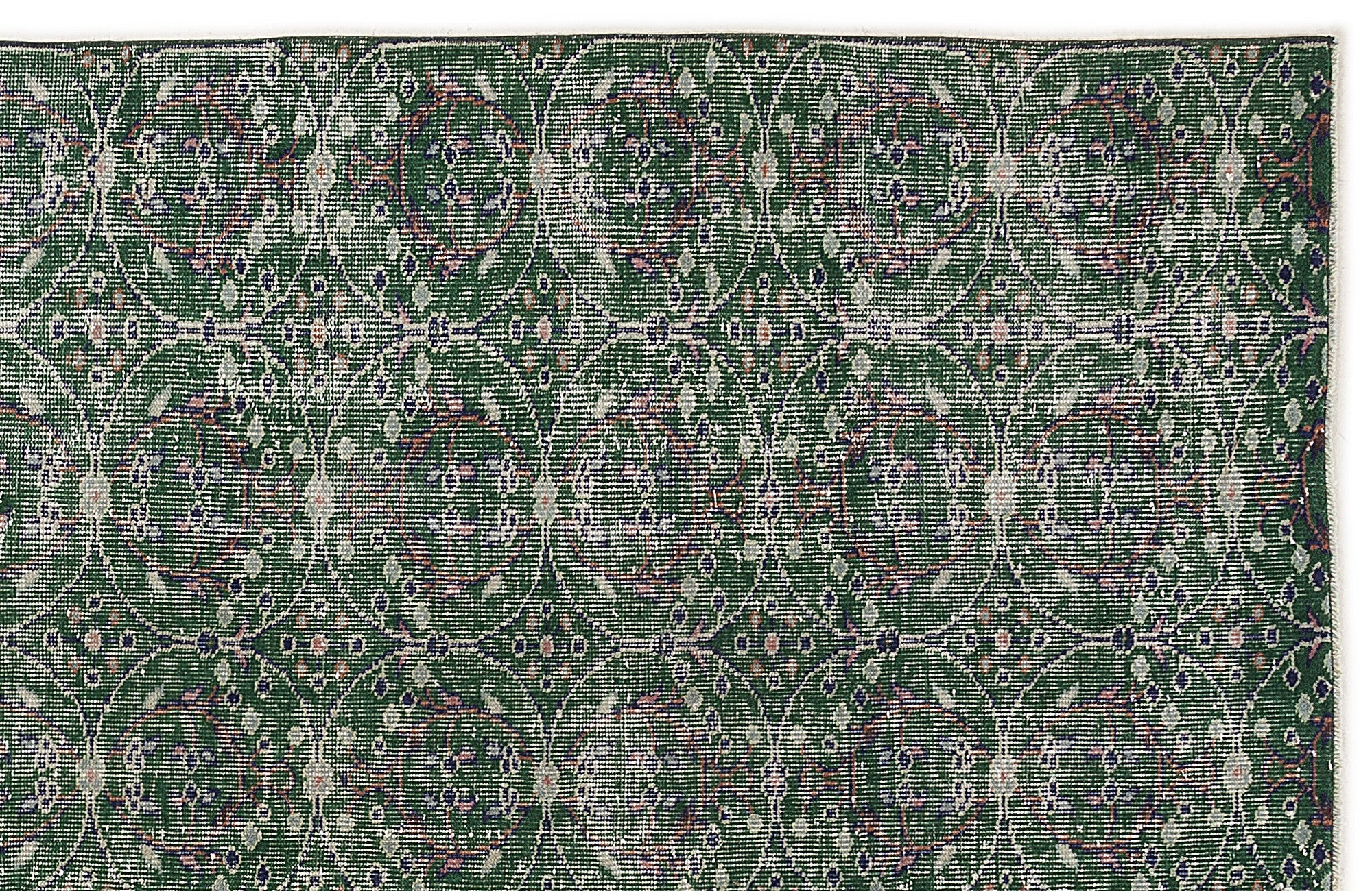 Atina Green Vintage Wool Handmade Area Rug 5'8" x 8'11"