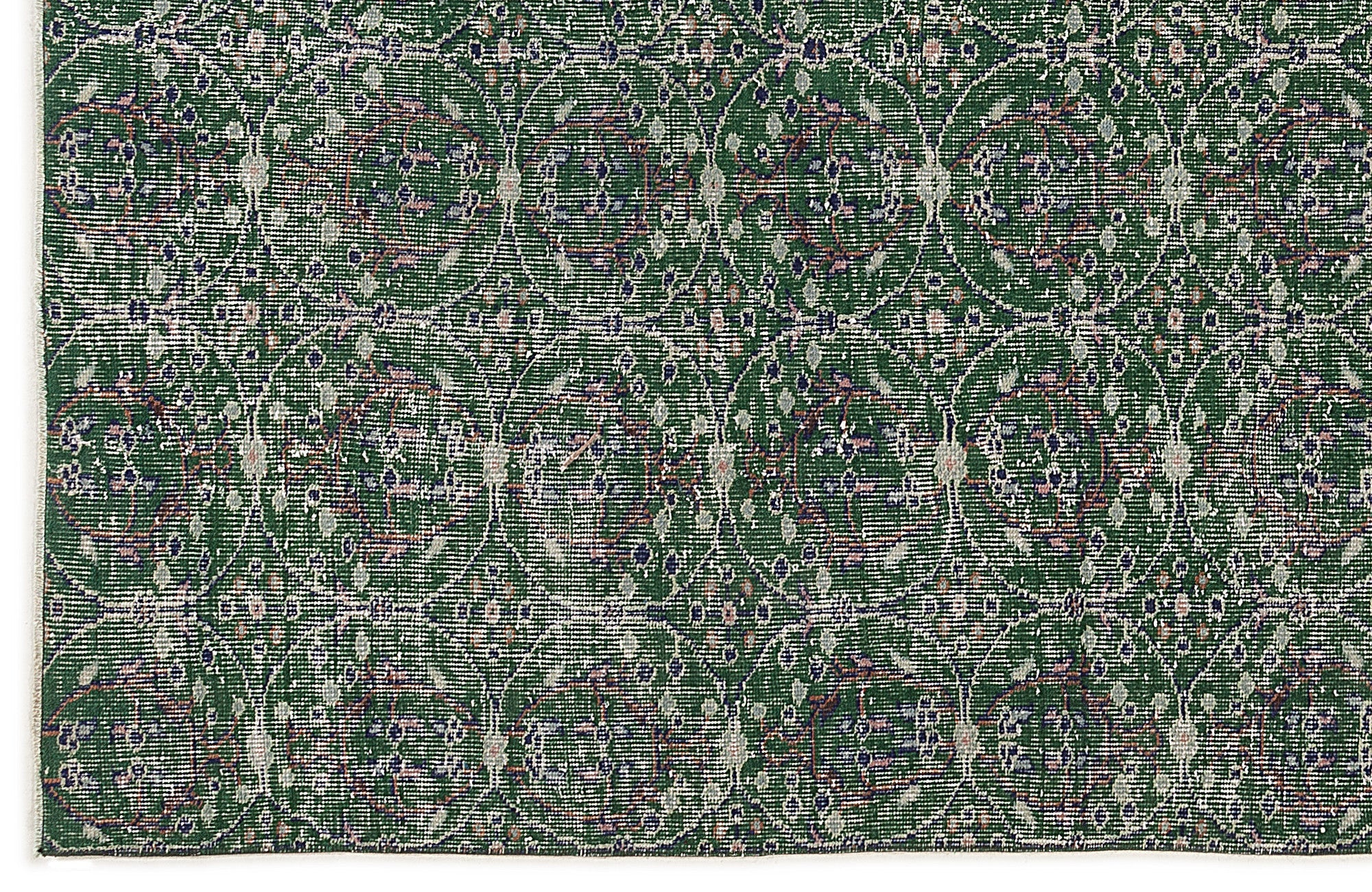 Atina Green Vintage Wool Handmade Area Rug 5'8" x 8'11"