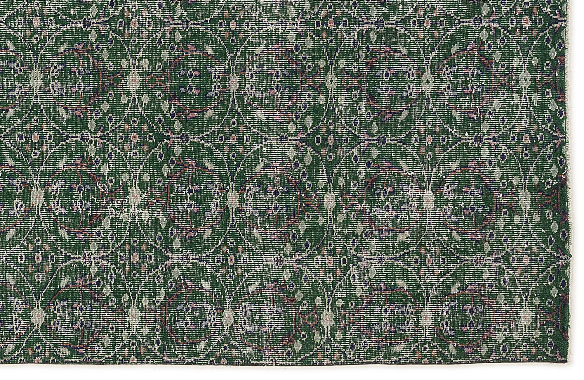 Atina Green Vintage Wool Handmade Area Rug 5'8" x 8'11"