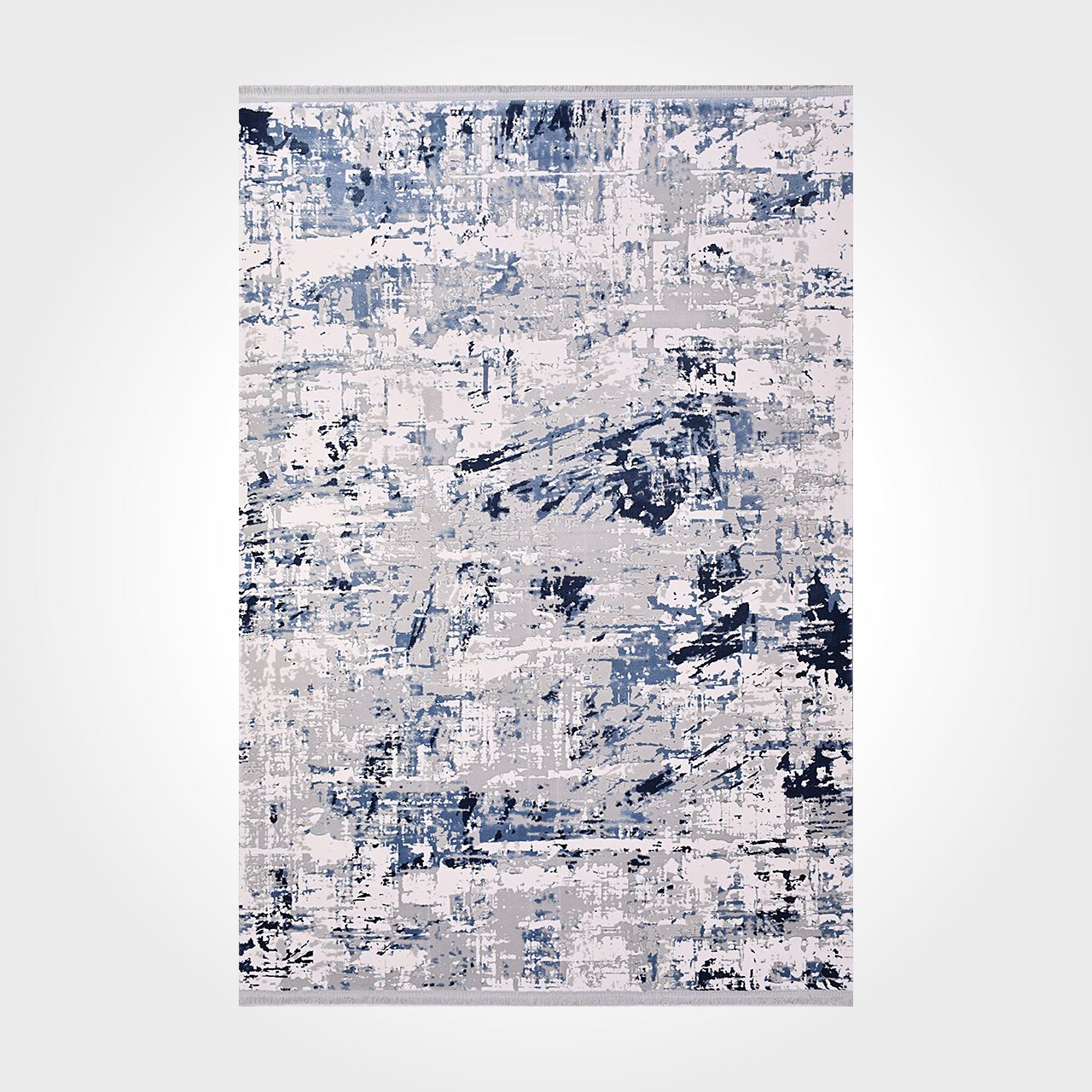 Modern Area Rug – Blue Grey Machine Made Rug with Antislip Overlocked Edge
