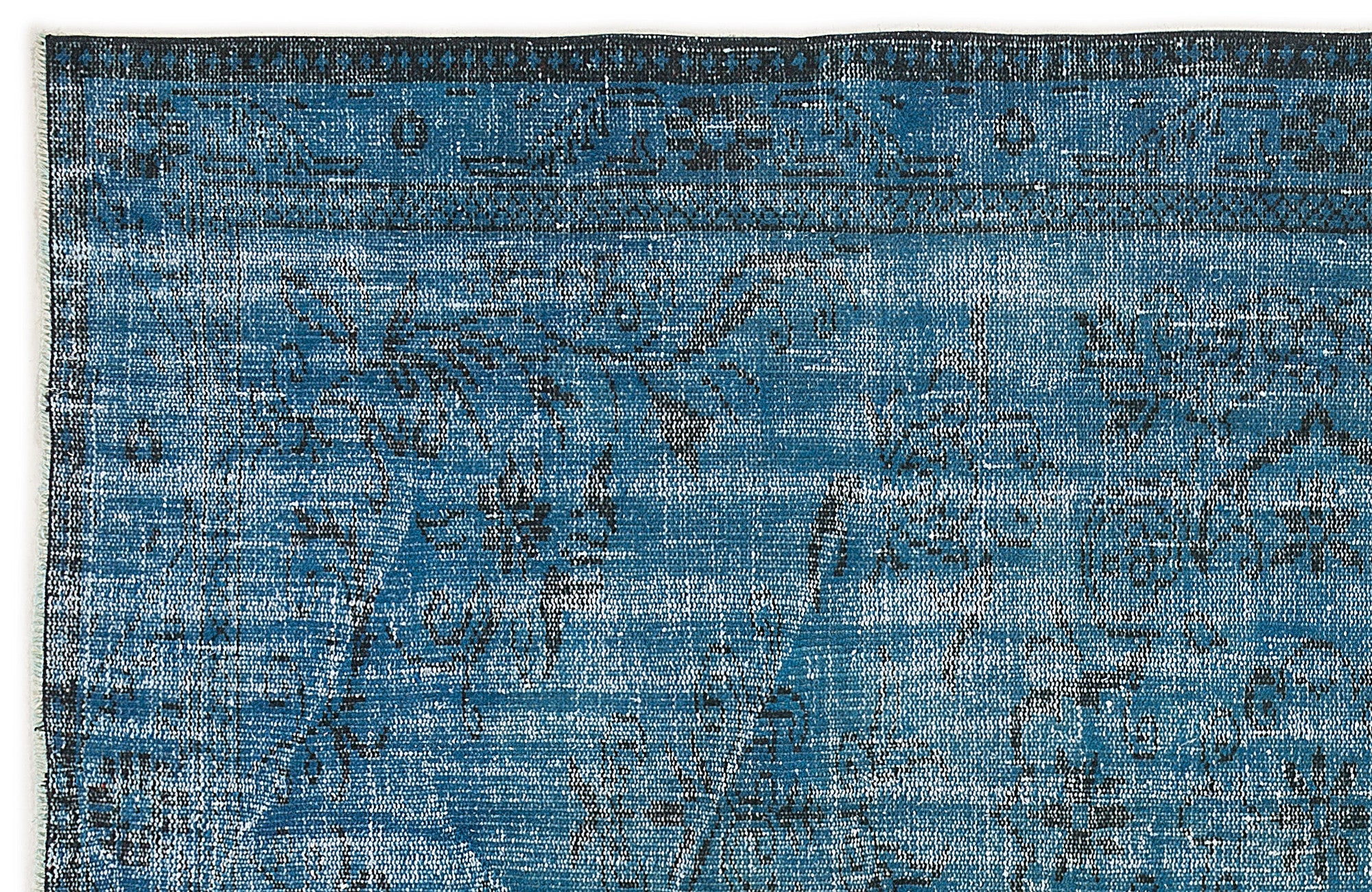 Atina Turquoise Vintage Wool Handmade Area Rug 5'3" x 8'7"