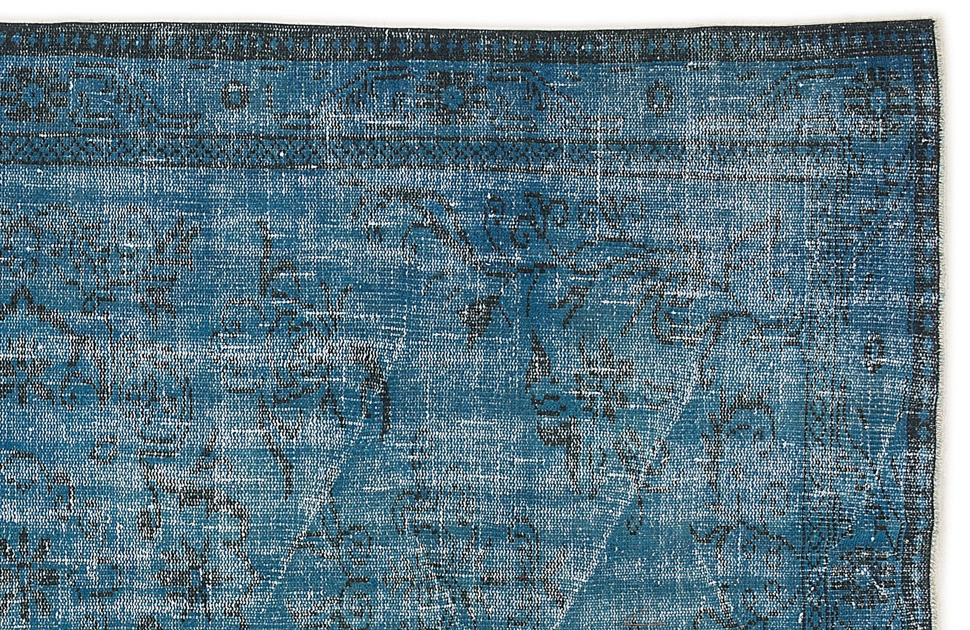 Atina Turquoise Vintage Wool Handmade Area Rug 5'3" x 8'7"