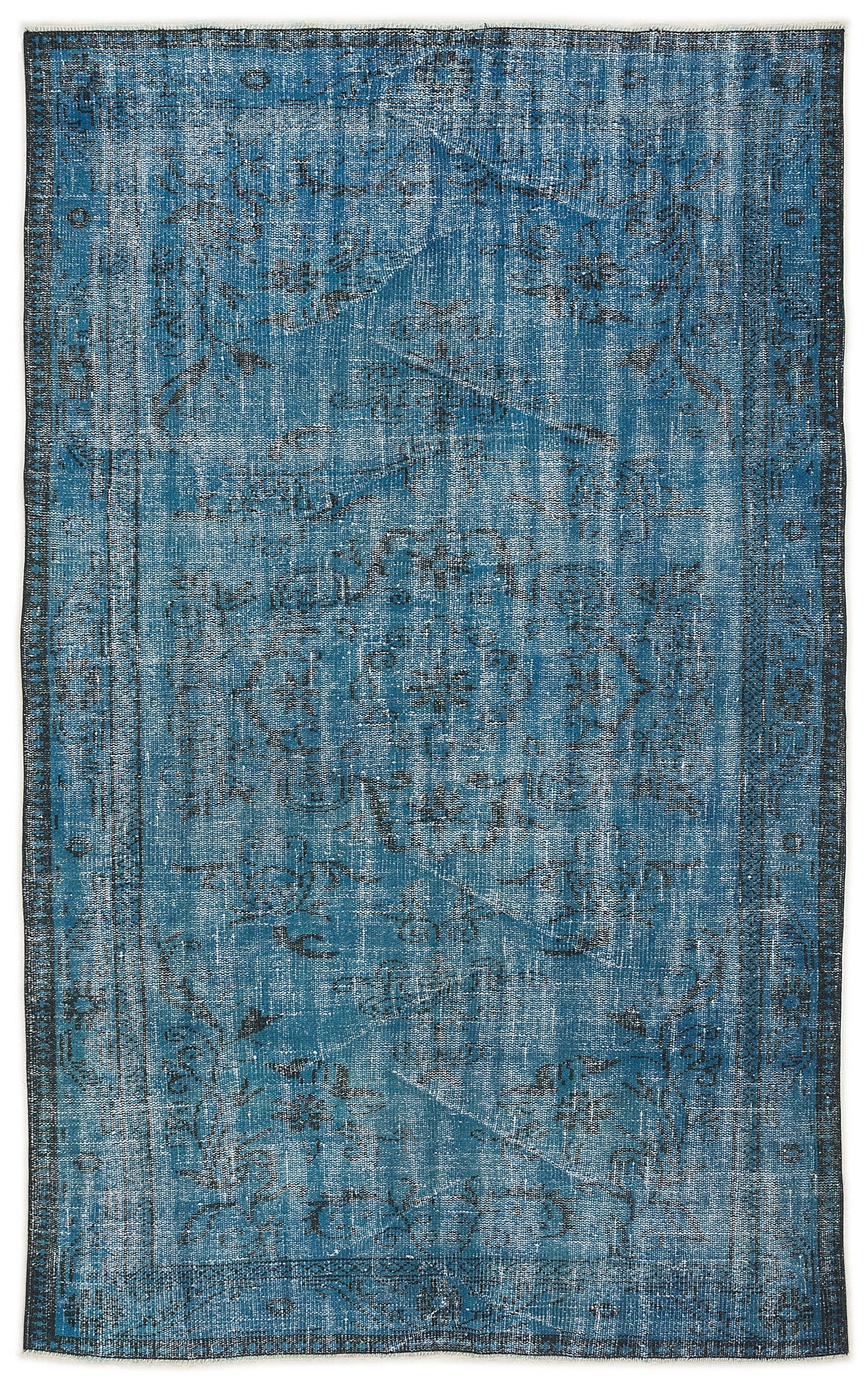Atina Turquoise Vintage Wool Handmade Area Rug 5'3" x 8'7"