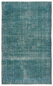 Atina Turquoise Vintage Wool Handmade Area Rug 5'4" x 8'10"